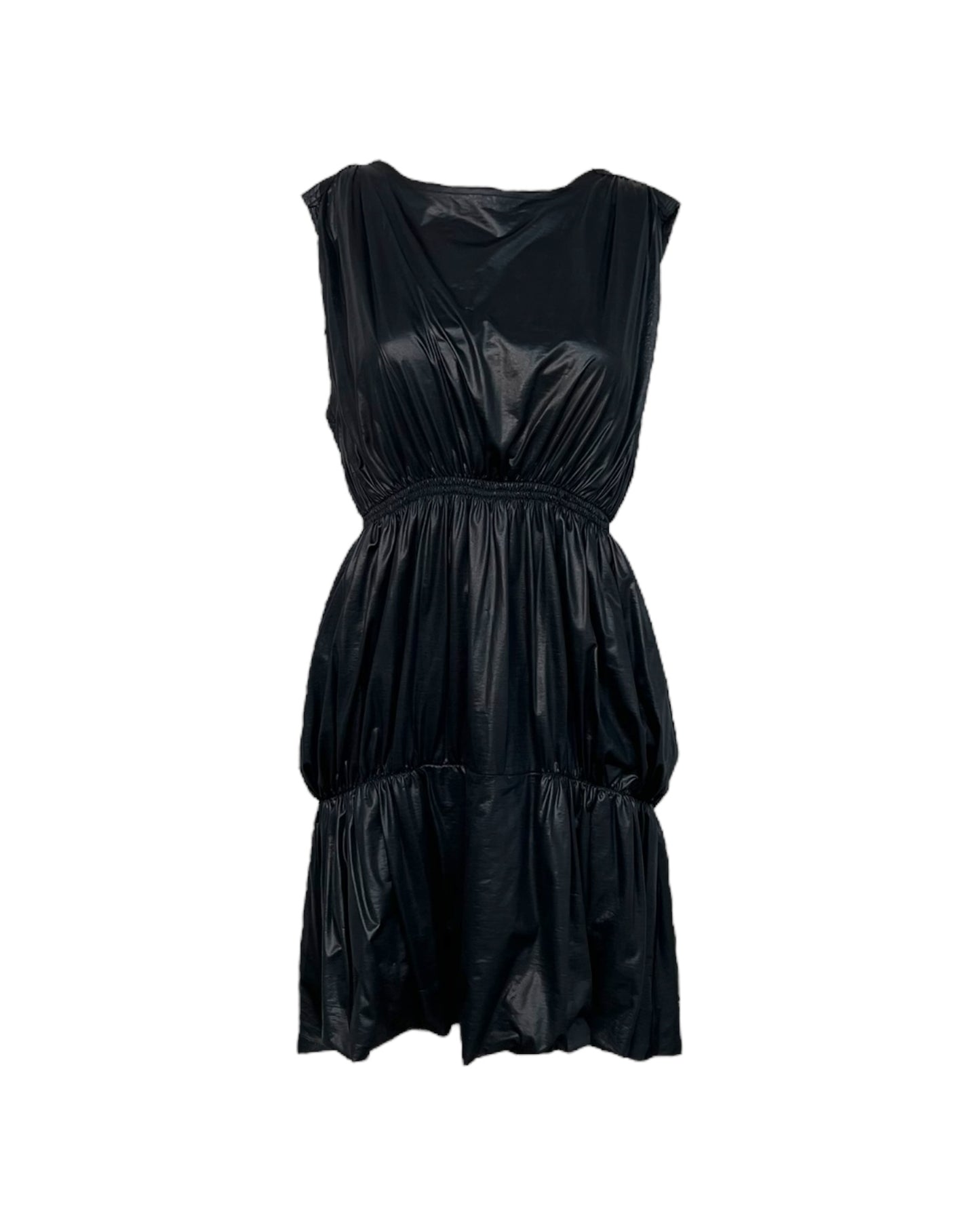 Vintage 2000 Fendi Black Silk Tiered Mini Dress