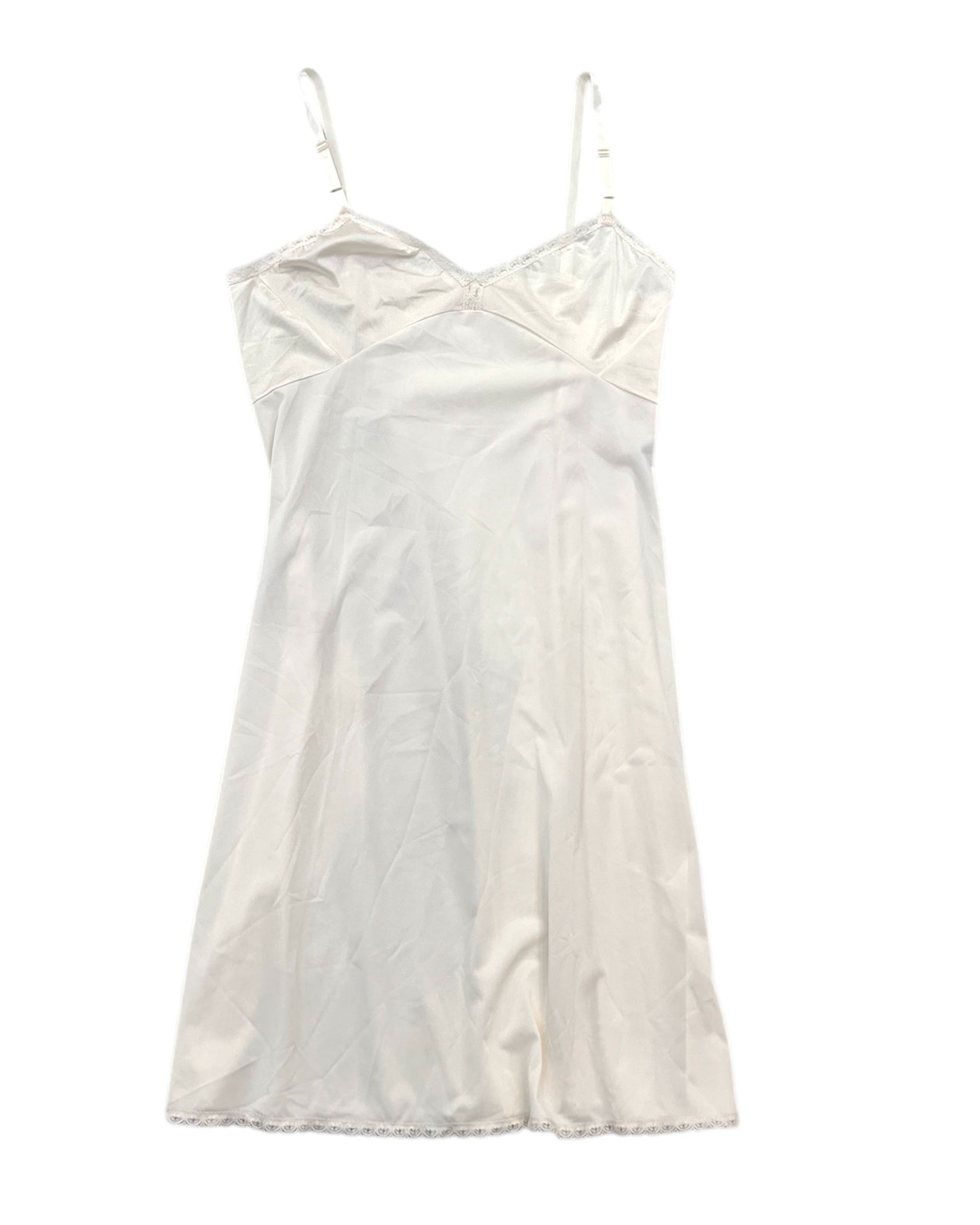 Vintage Ecru Lace-Trimmed Lingerie Slip Dress
