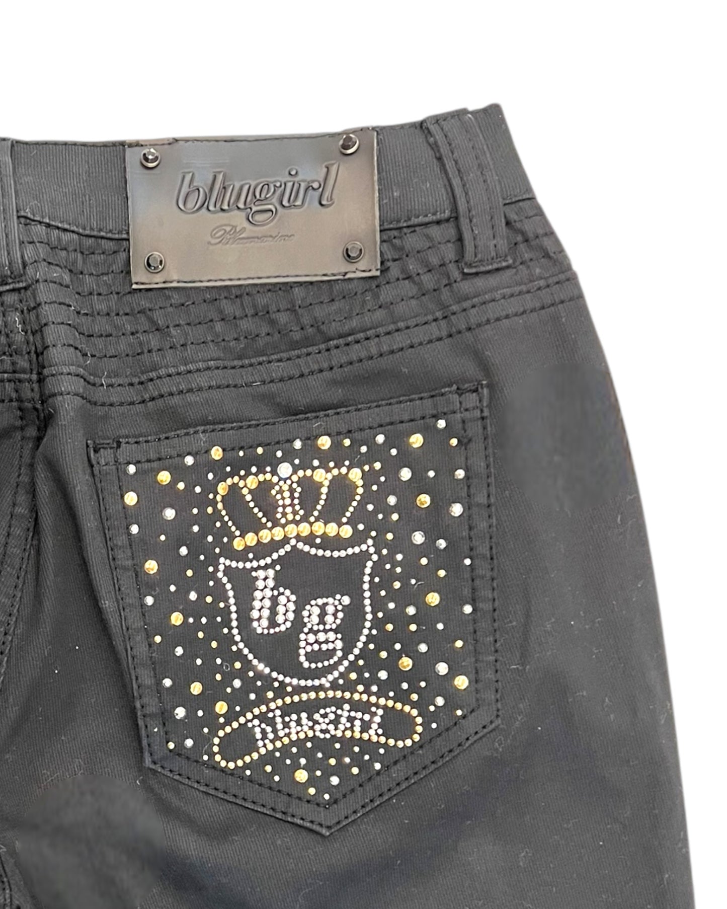 Vintage Blugirl by Blumarine Black Embellished Straight-Leg Jeans