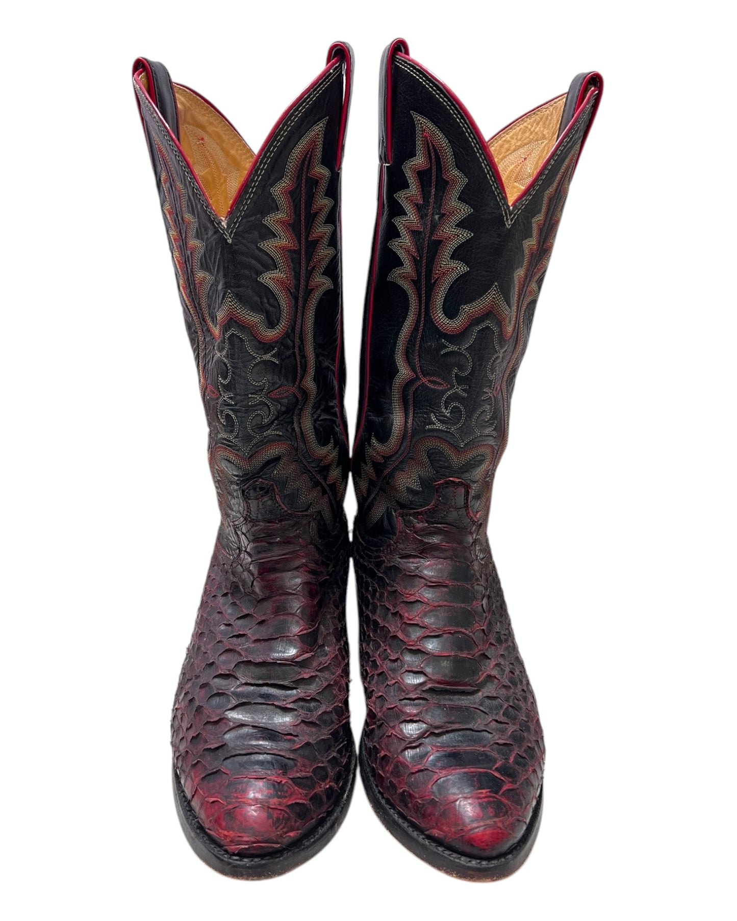 Vintage Red and Black Python Cowboy Boots