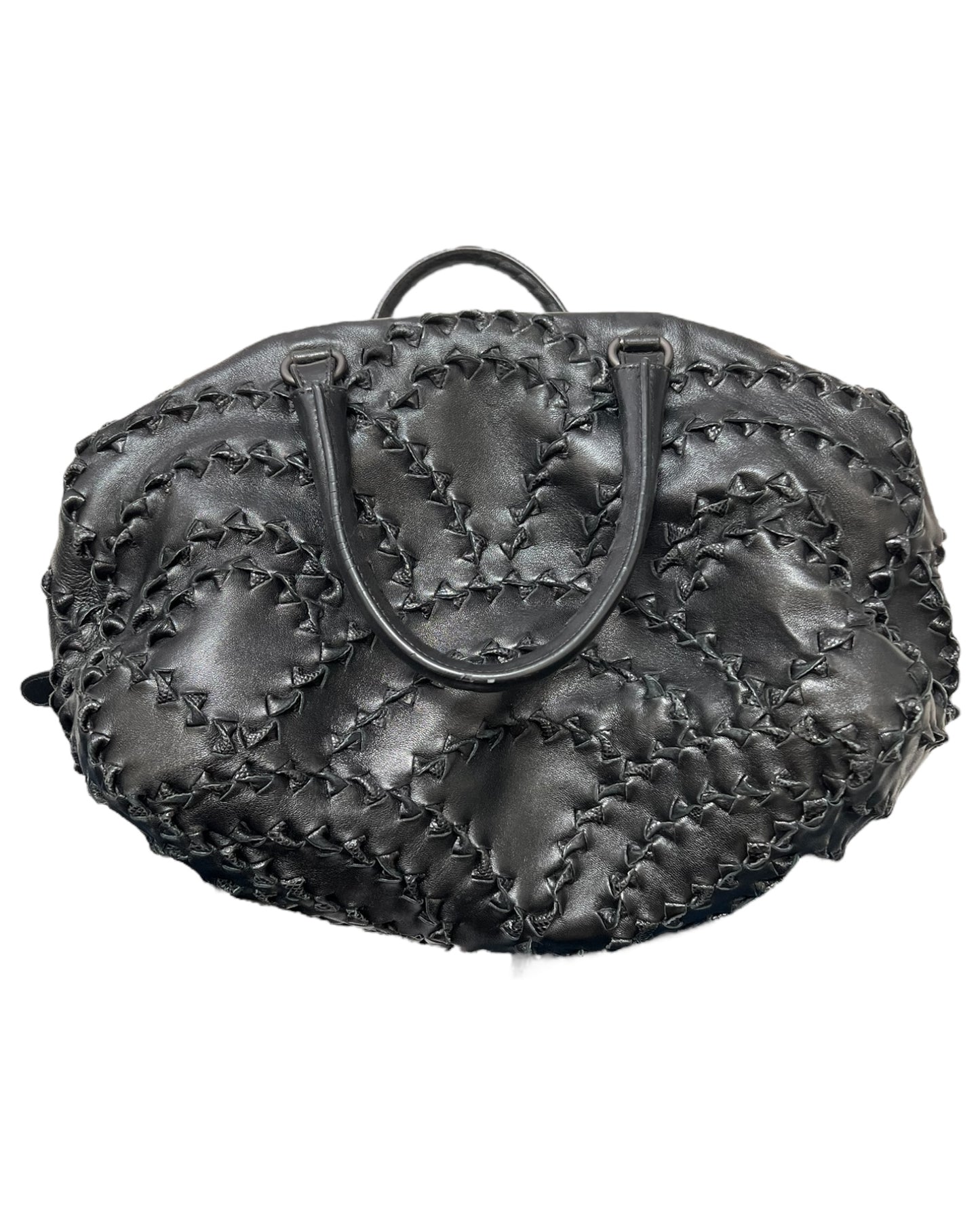 Vintage 2009 Bottega Veneta Karung Woven Black Leather Bag