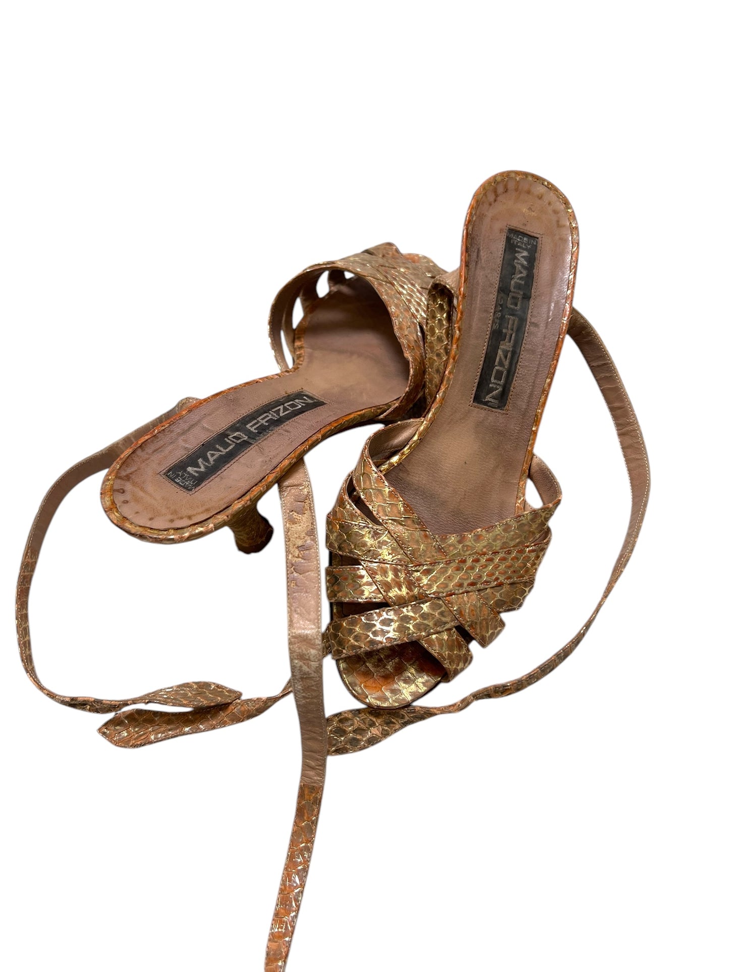 Vintage Maud Frizon Snake Skin Strappy Heels