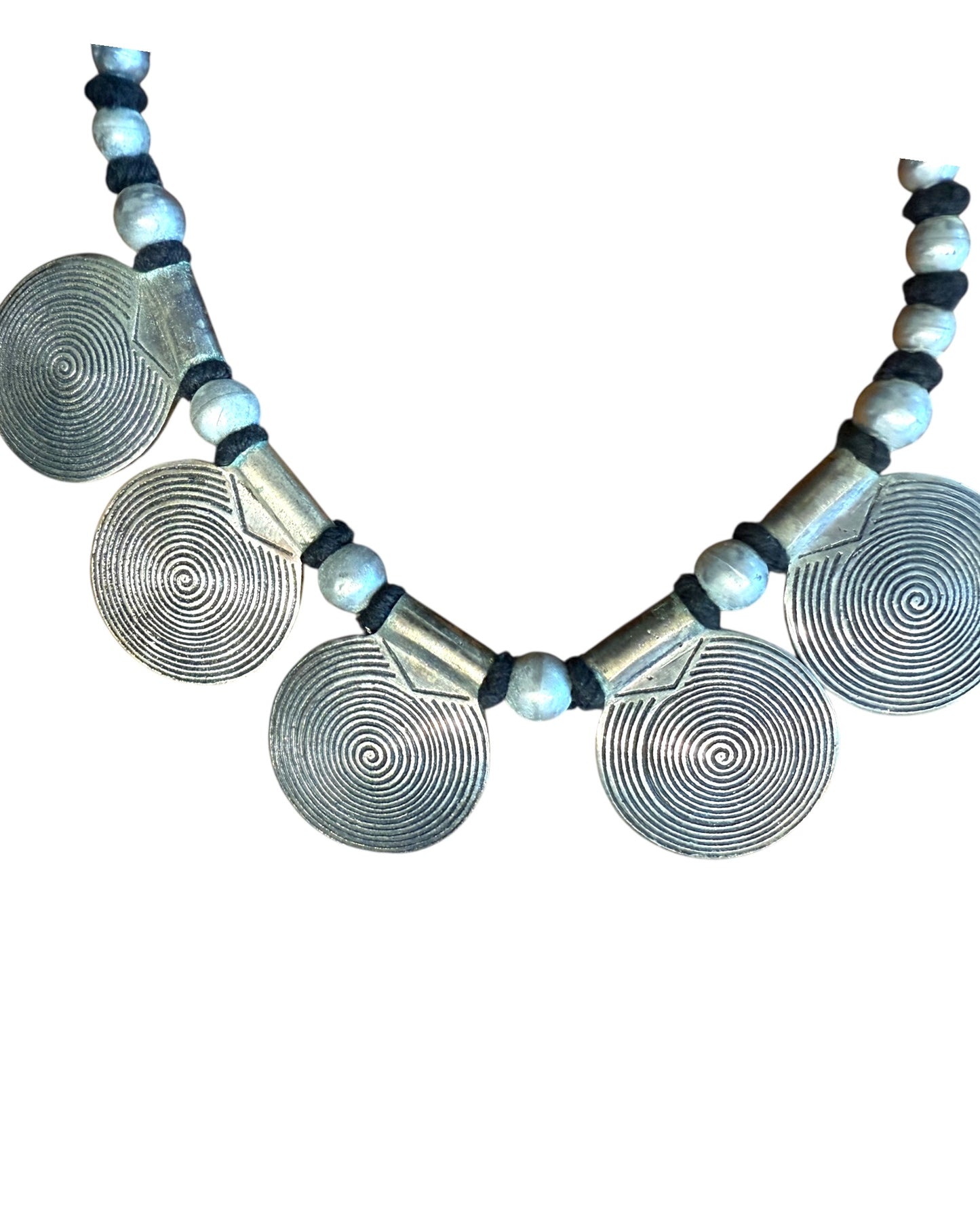 Vintage Silver Medallion Rope Necklace