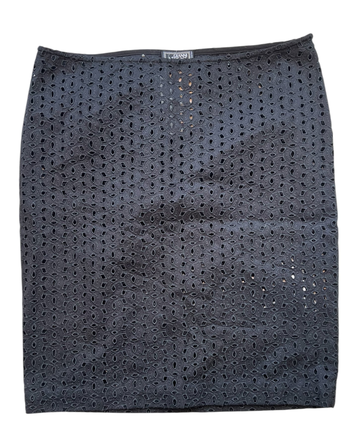 Vintage 2002 Gianni Versace Black Eyelet Skirt