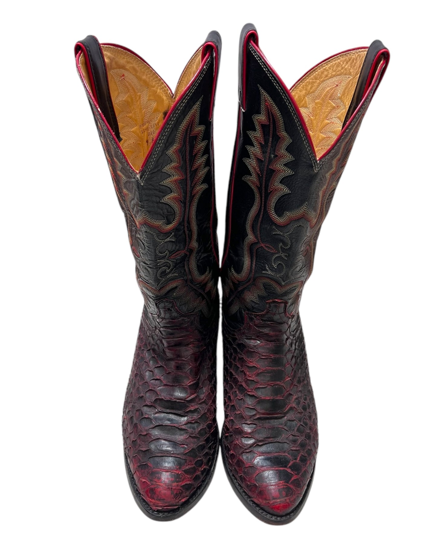 Vintage Red and Black Python Cowboy Boots