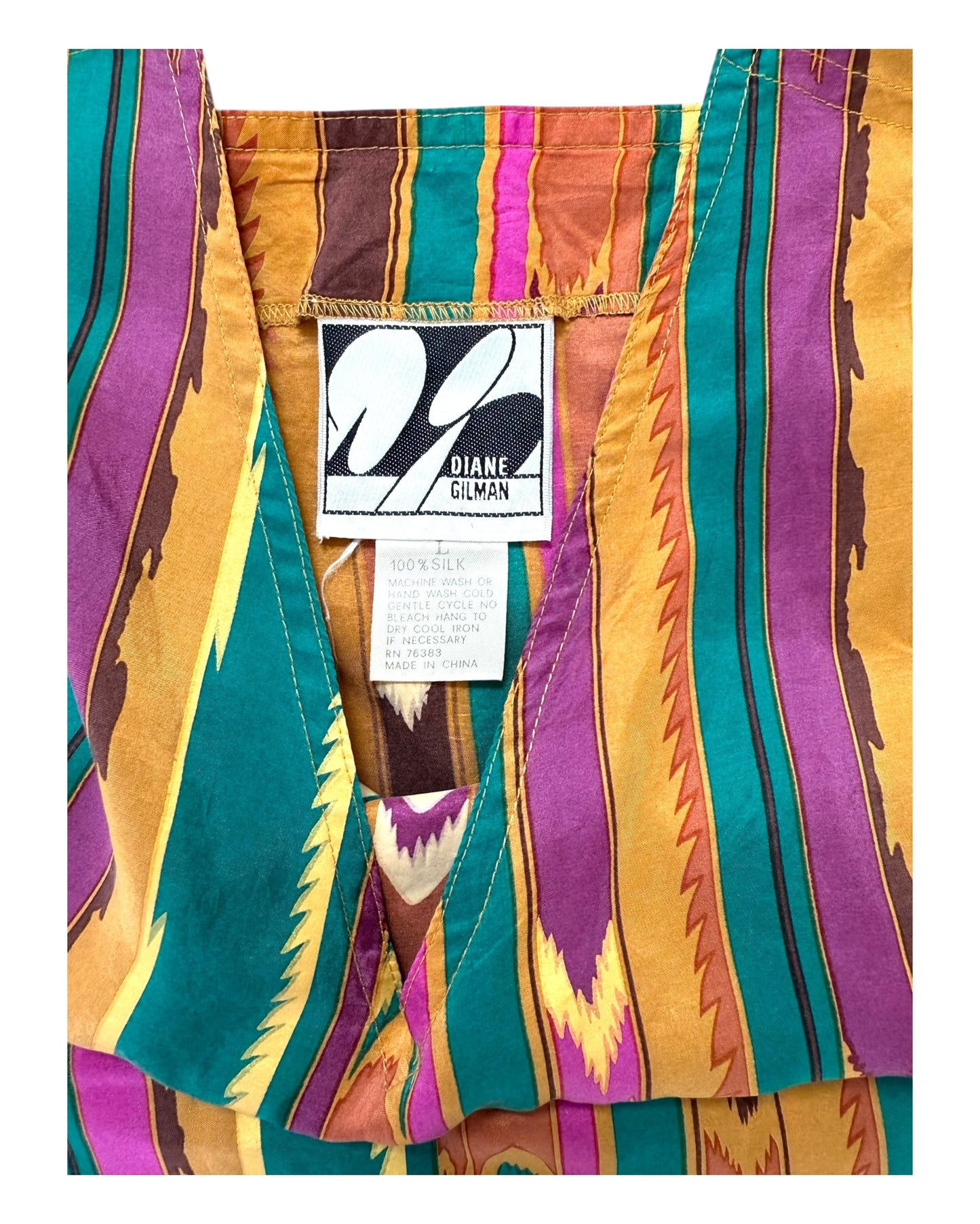 Vintage Multicolor Diane Gilman Silk Blouse