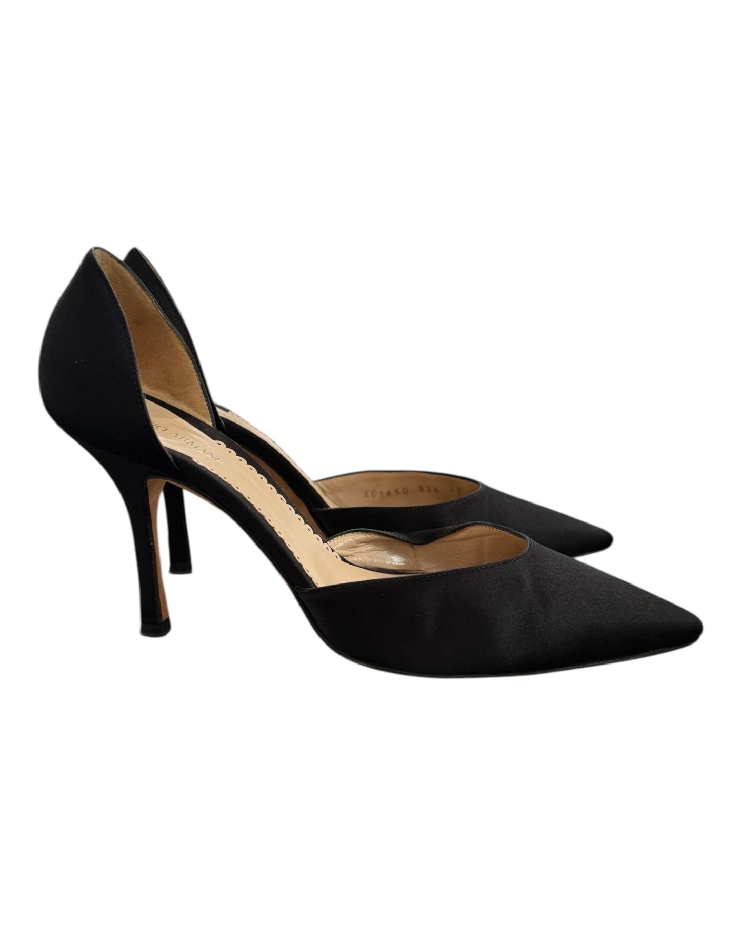 Vintage Giorgio Armani Satin Pointed-Toe Black Pumps