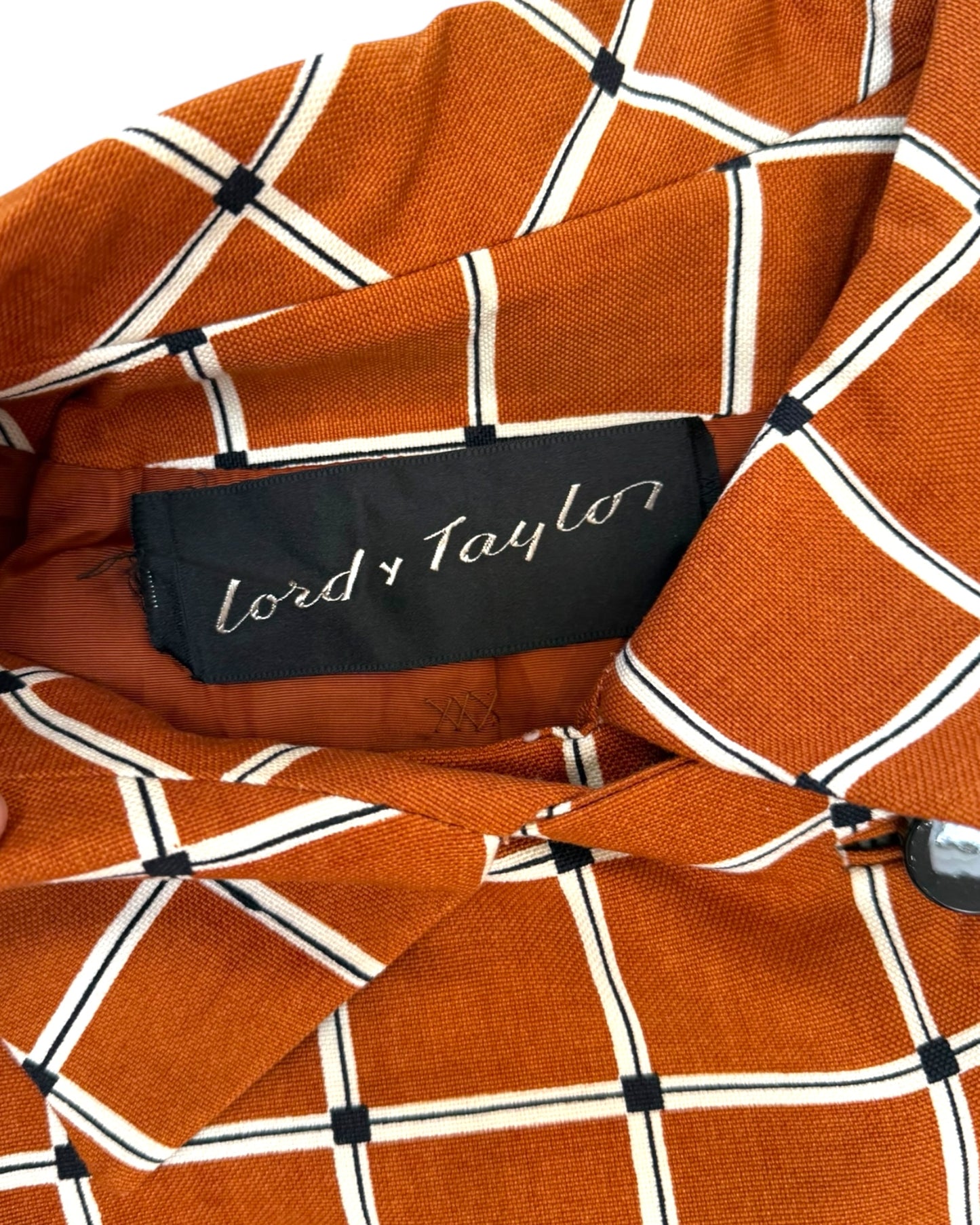 Vintage Lord & Taylor Checkered Brown Trench Coat