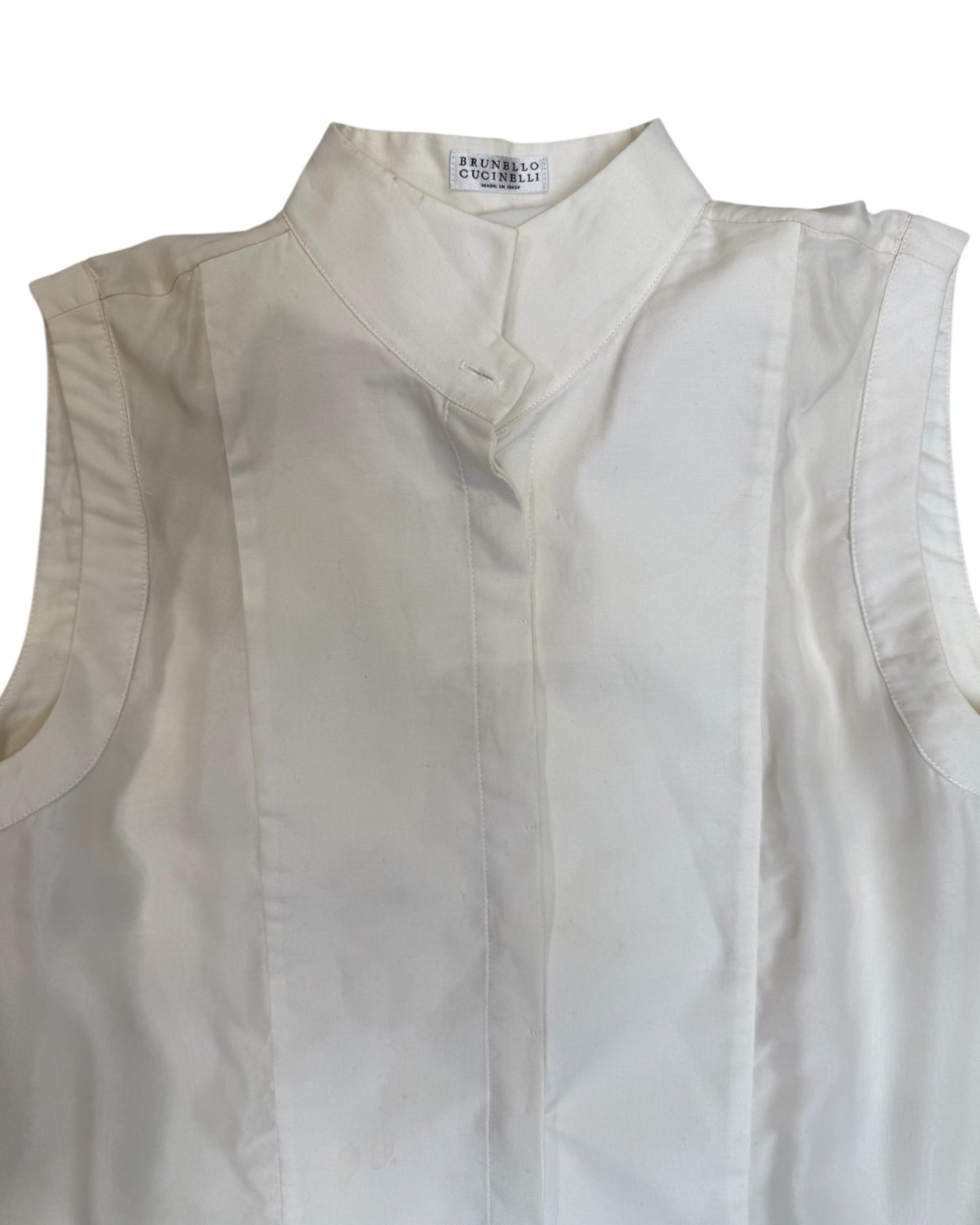 Vintage Brunello Cucinelli White Sleeveless Blouse