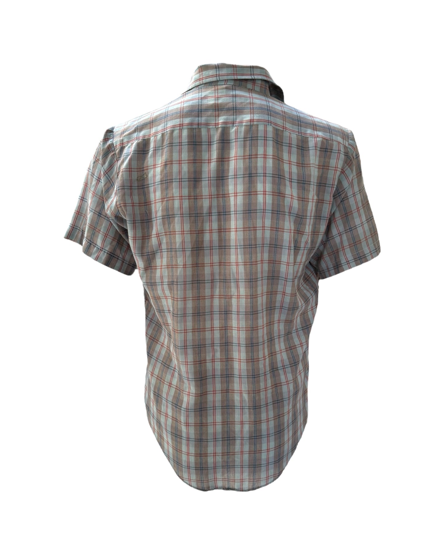 Vintage Plaid Short Sleeve Button-Up Top