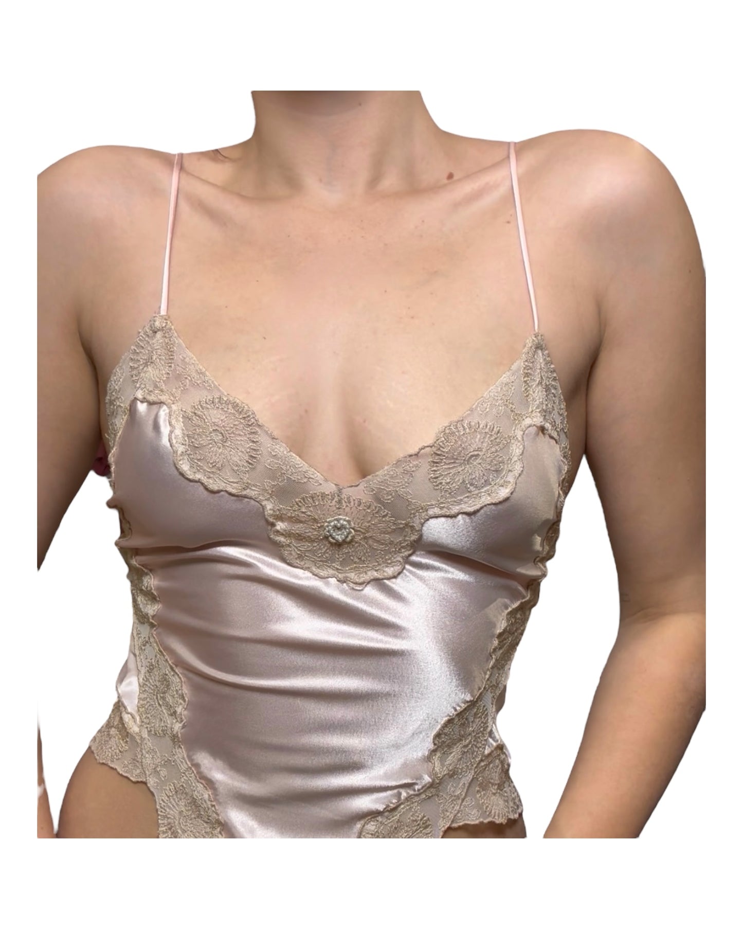 Vintage Victoria's Secret Pink Lace Bodysuit