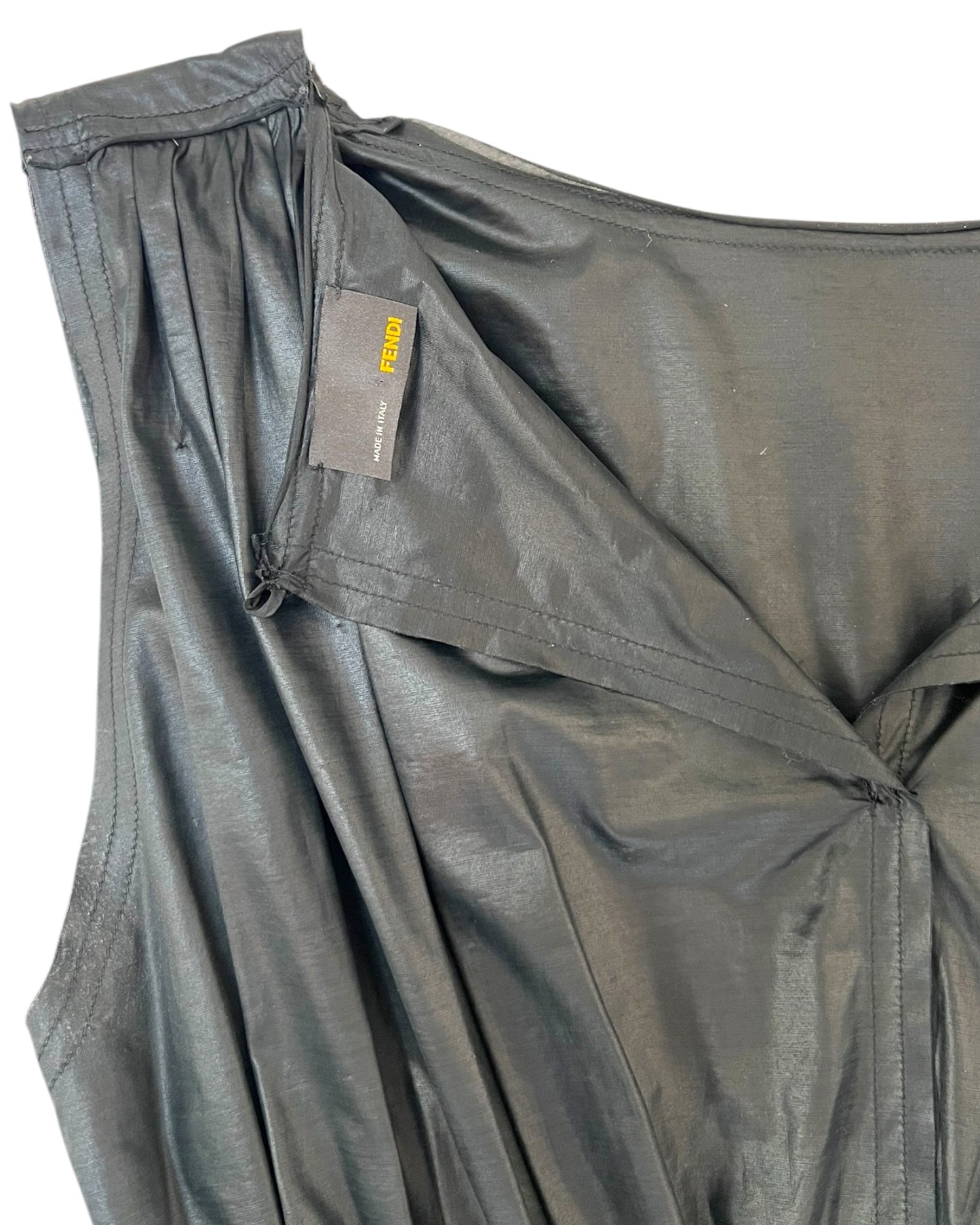 Vintage 2000 Fendi Black Silk Tiered Mini Dress