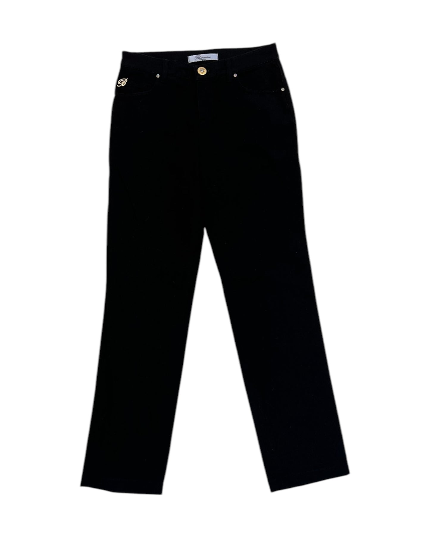 Vintage Blumarine Black Embellished Gold Straight-Leg Jeans