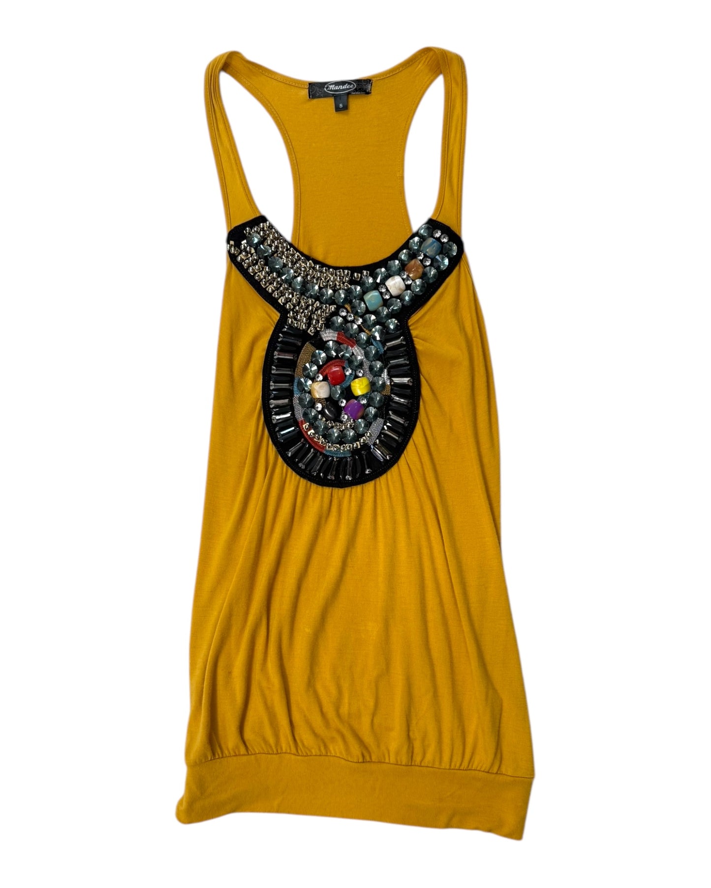 Vintage Yellow Beaded Tunic Top