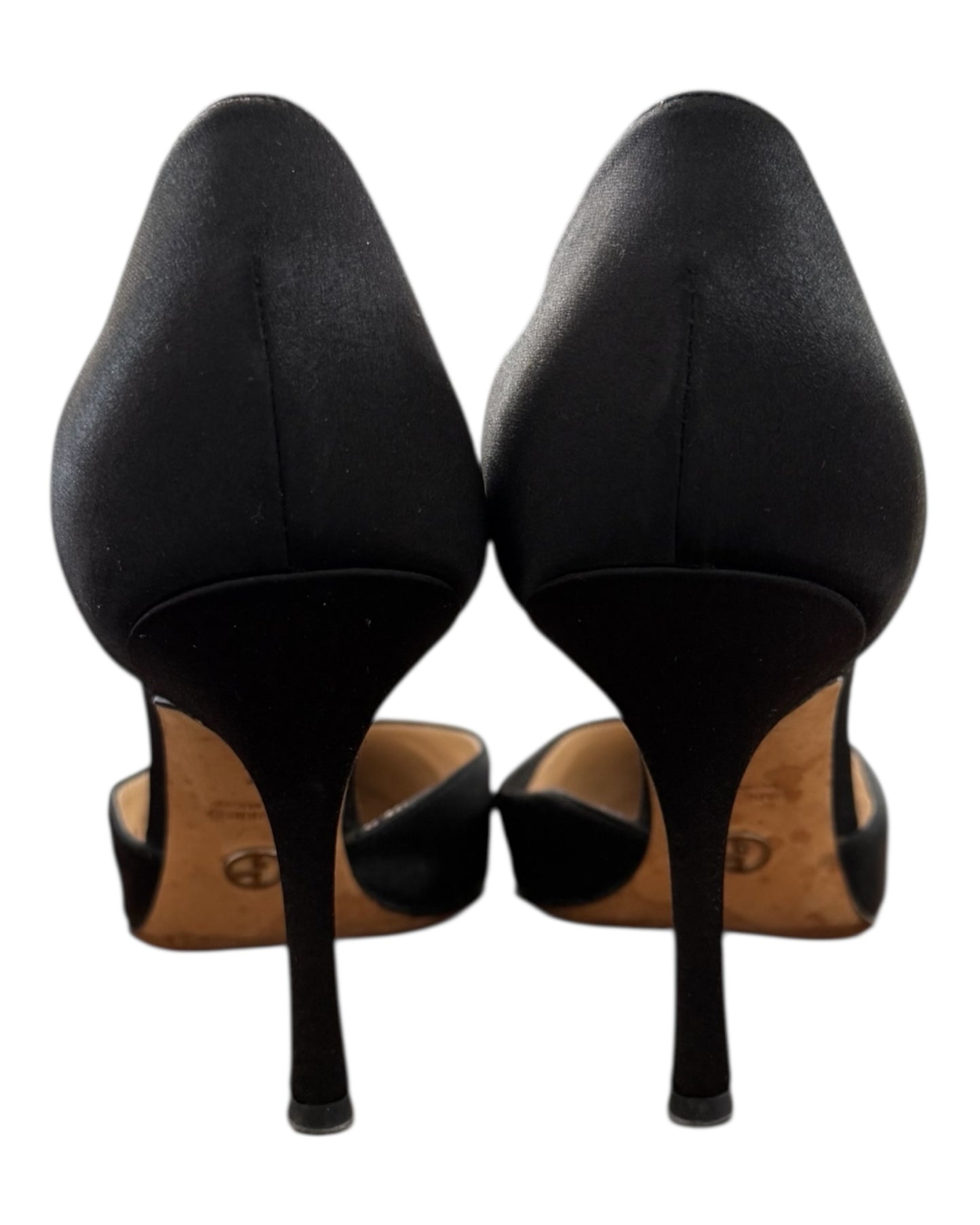 Vintage Giorgio Armani Satin Pointed-Toe Black Pumps