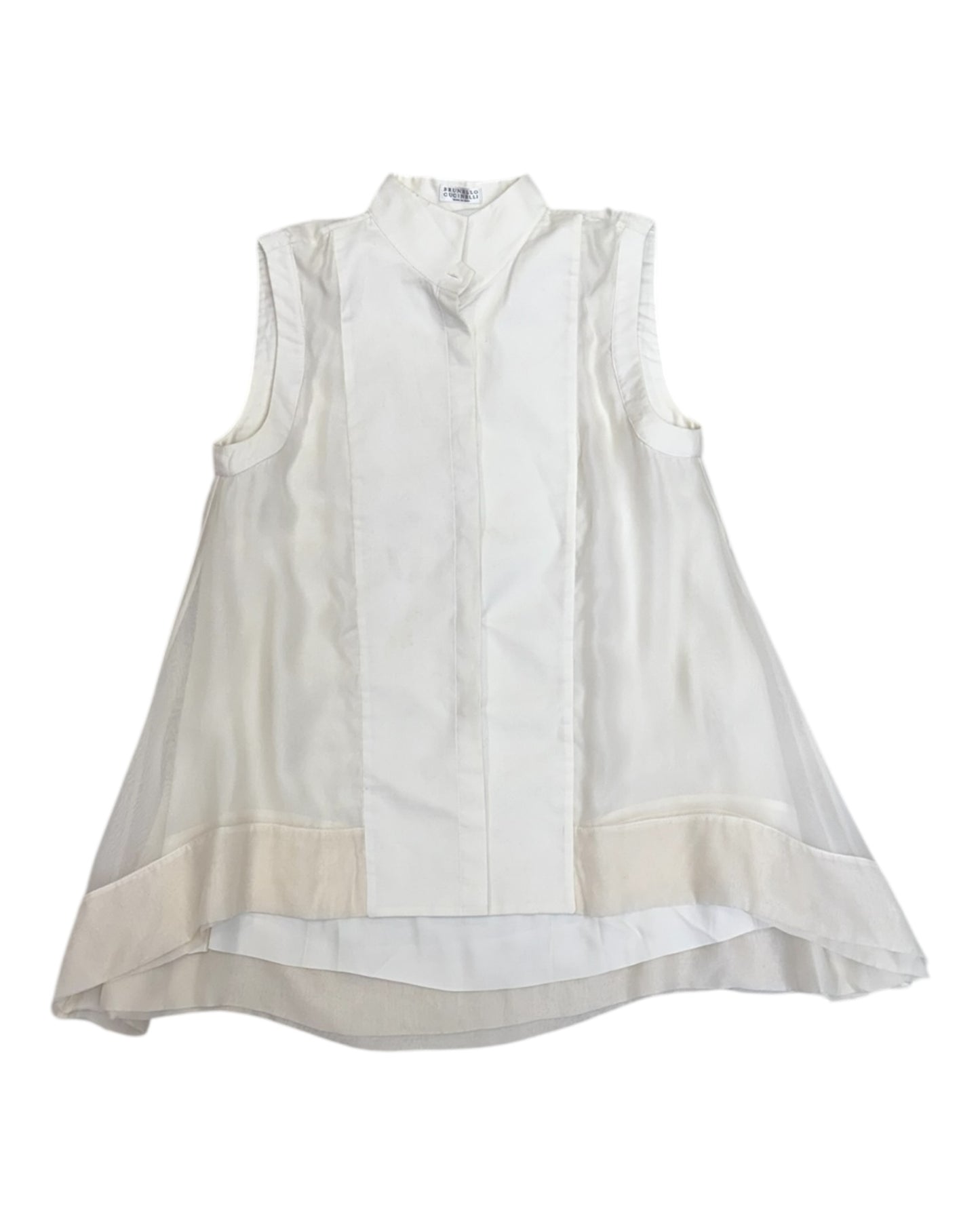 Vintage Brunello Cucinelli White Sleeveless Blouse