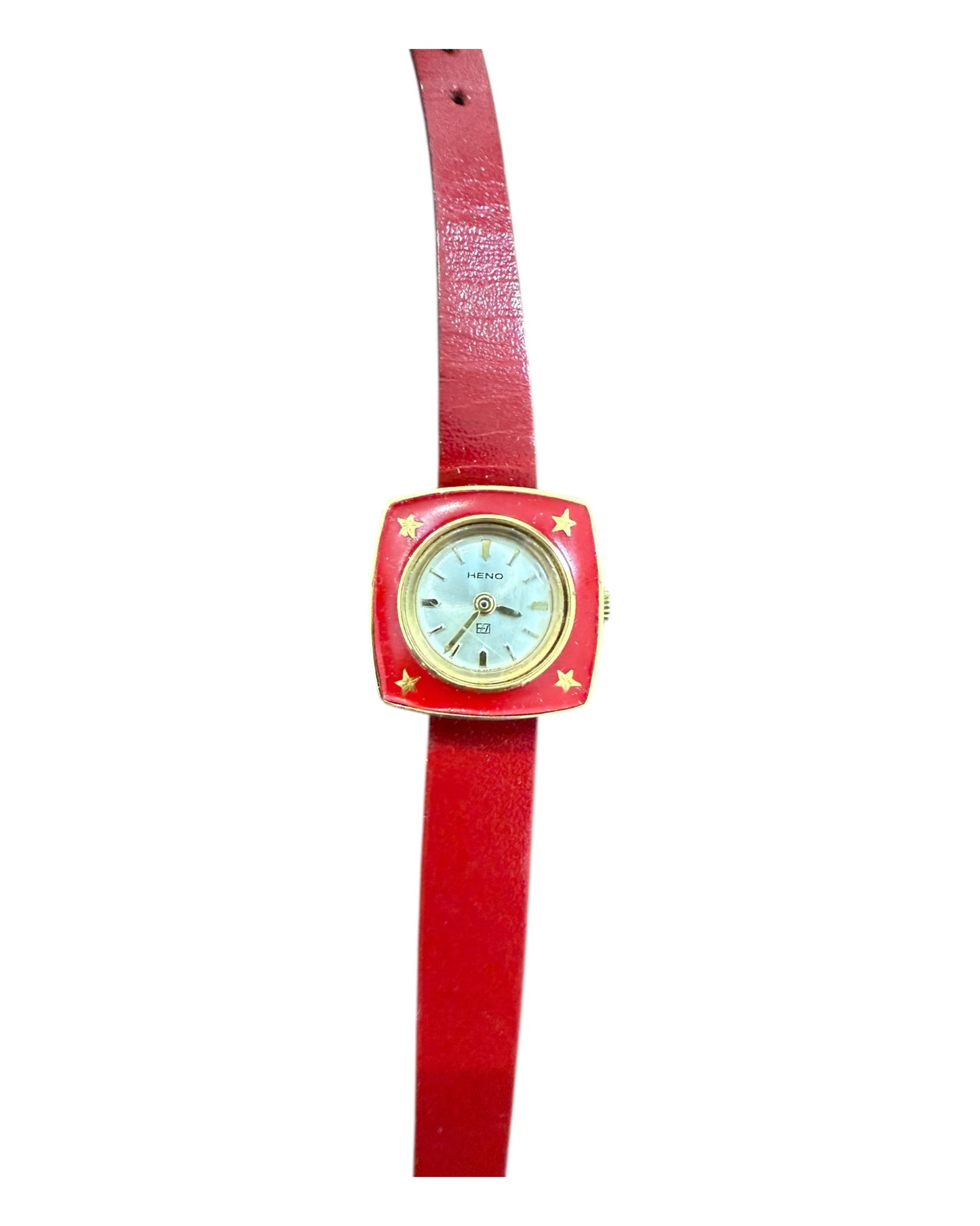 Vintage Heno Red Leather Watch