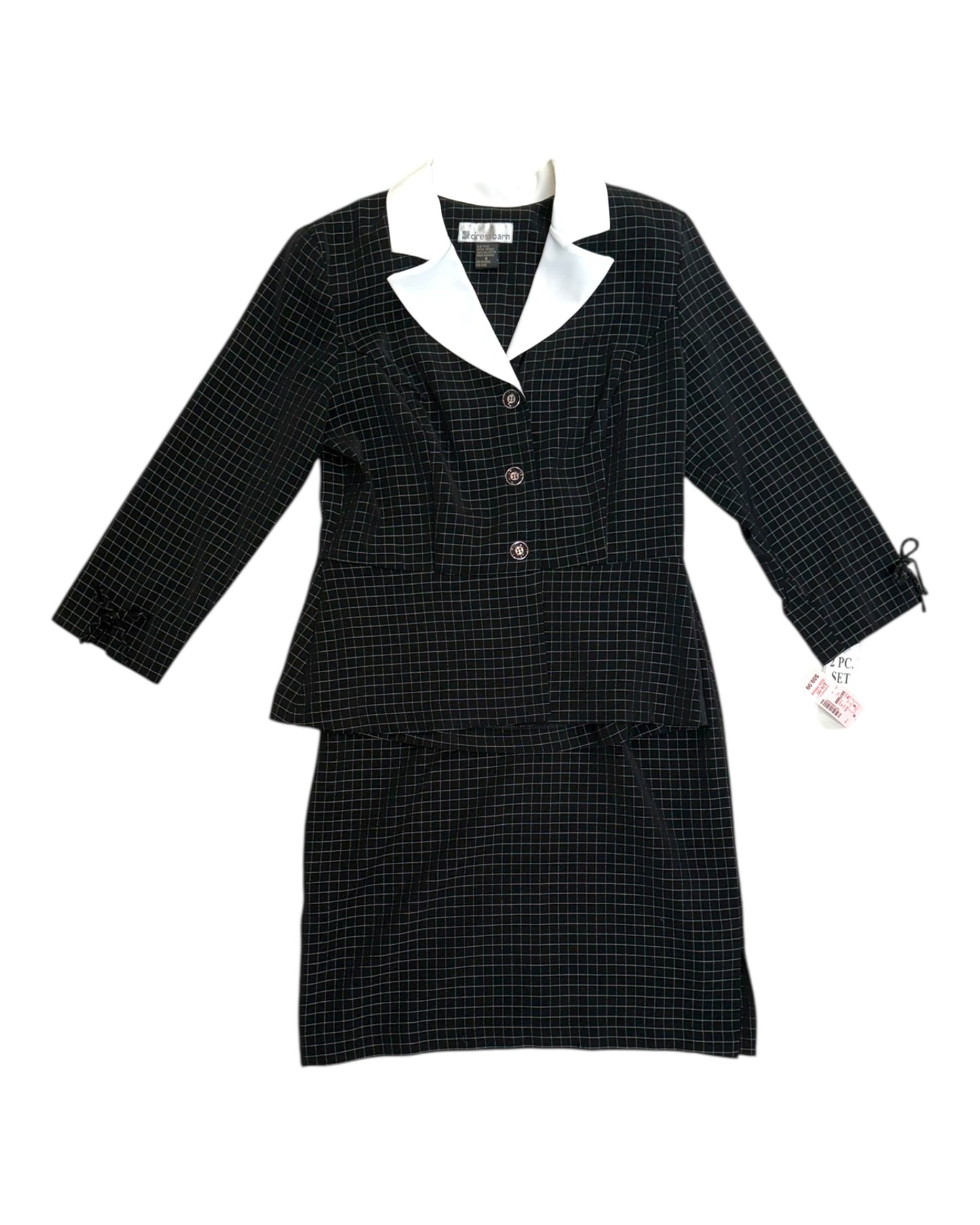 Vintage Black and White Checkered Skirt Suit