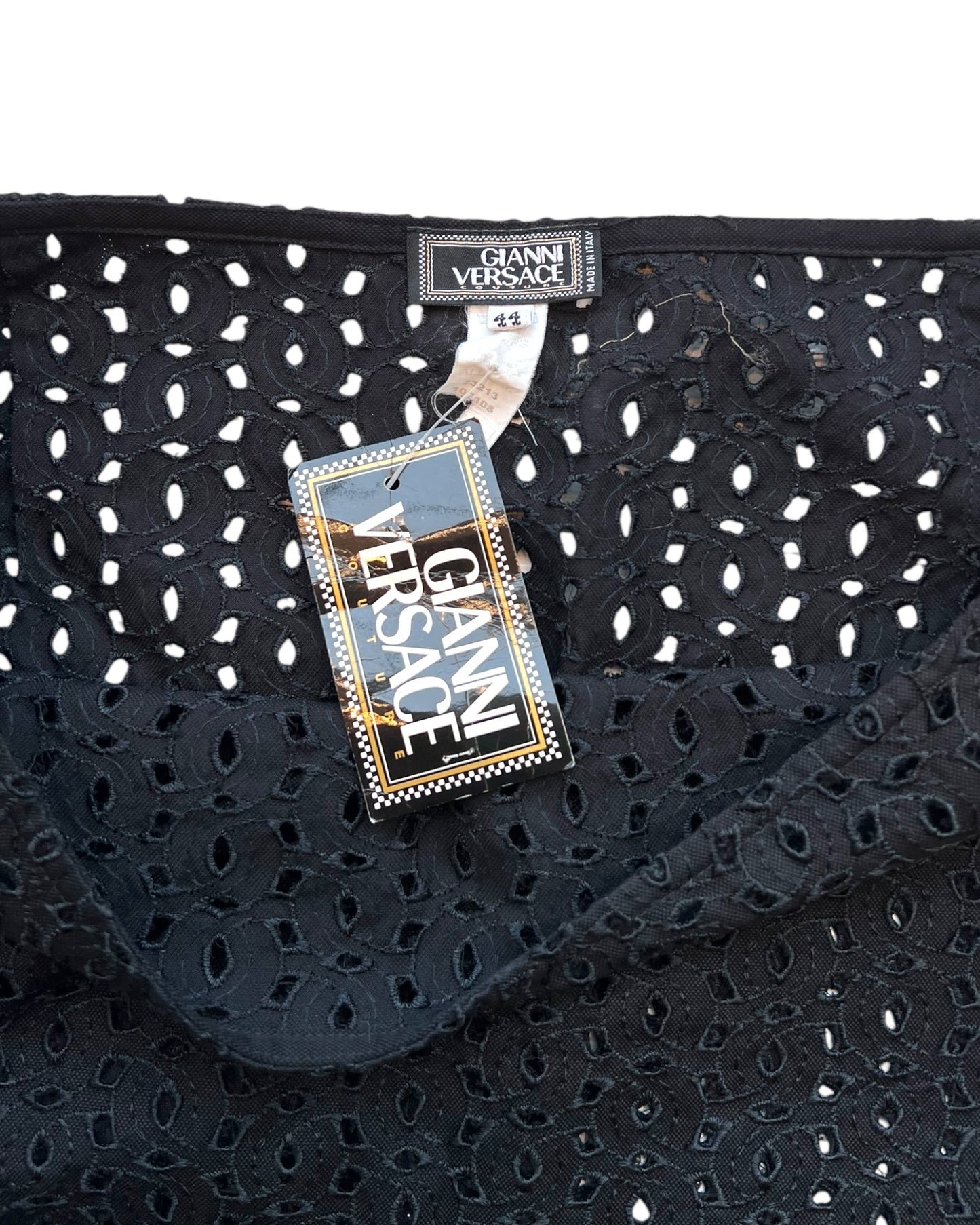 Vintage 2002 Gianni Versace Black Eyelet Skirt