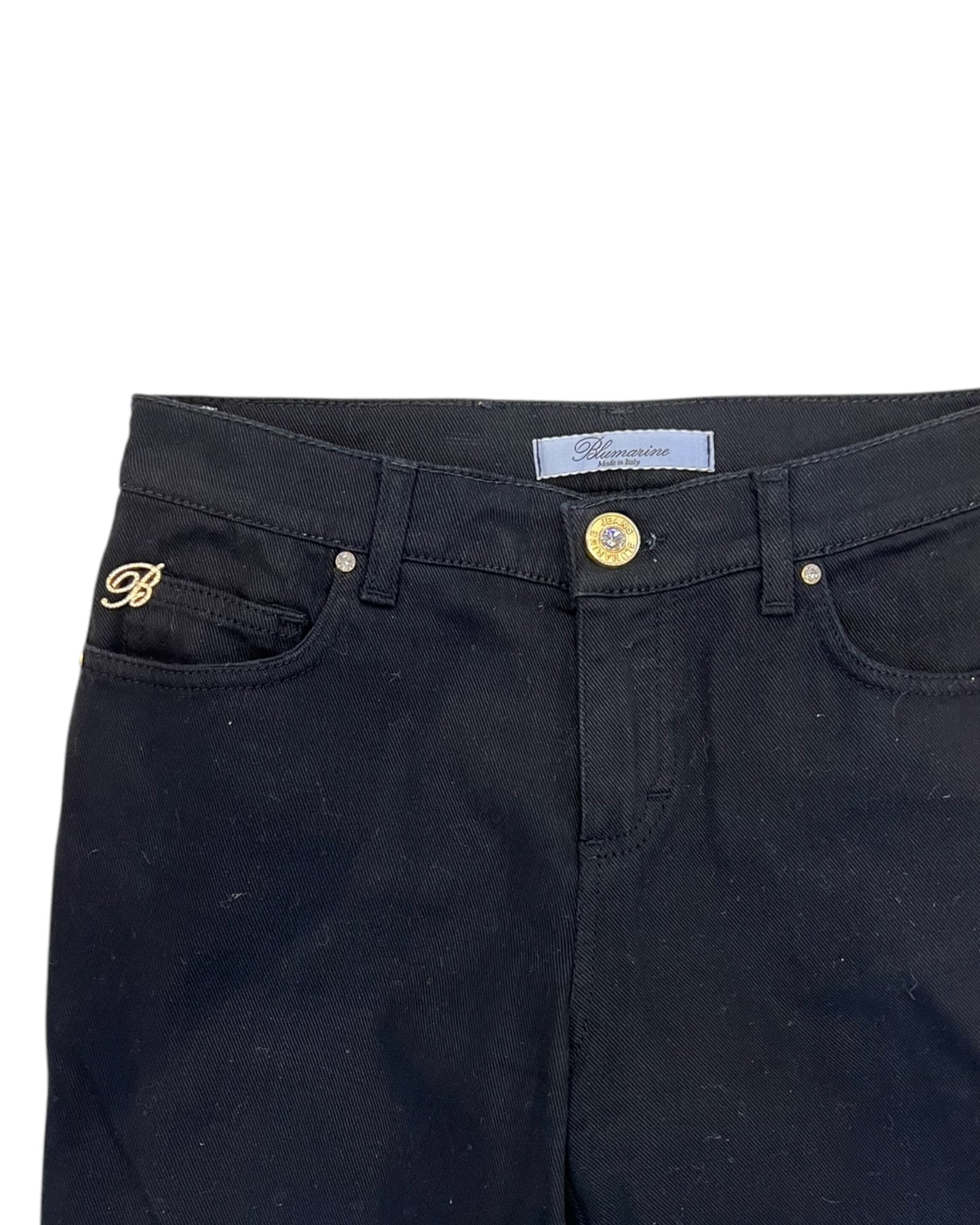 Vintage Blumarine Black Embellished Gold Straight-Leg Jeans