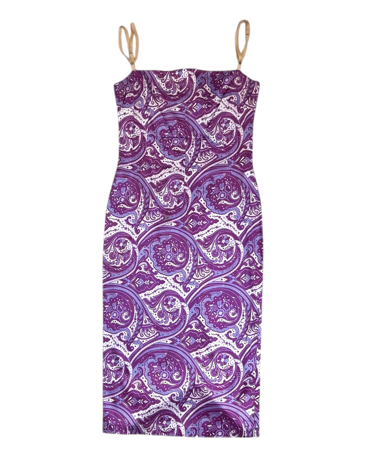 Vintage 2000 D&G Purple Paisley Knee-Length Dress