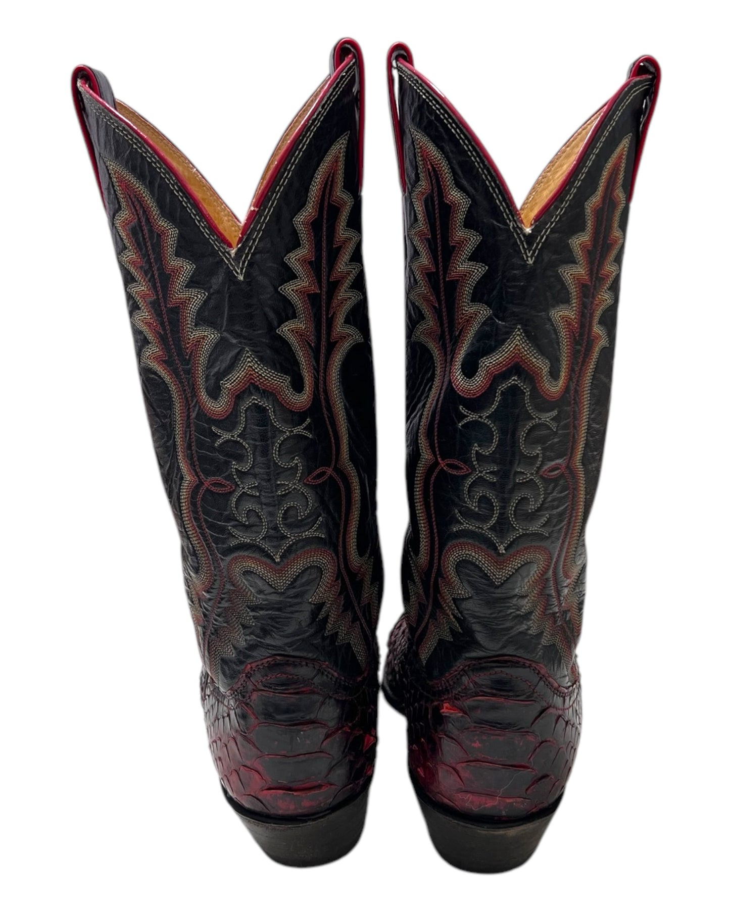 Vintage Red and Black Python Cowboy Boots