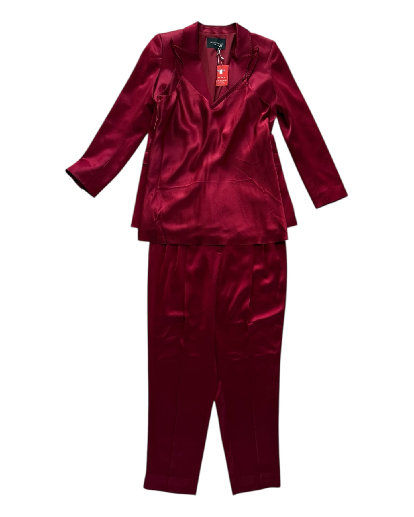 2018 Lafayette 148 Red Three-Piece Silk Suit worn by Glenn Close on the cover of The Hollywood Reporter