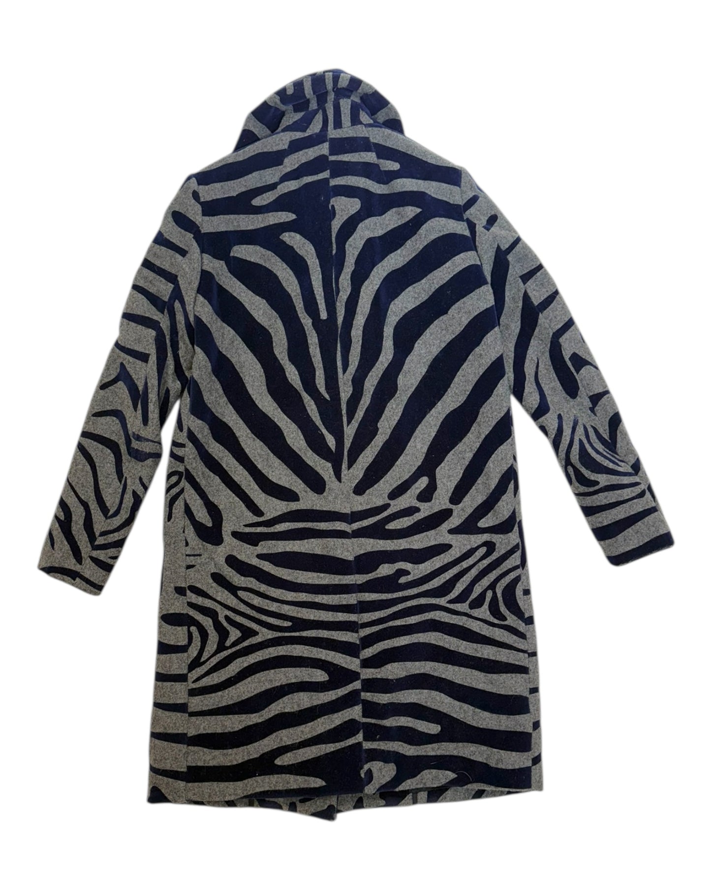 Vintage Kalor Blue and Grey Zebra Print Coat