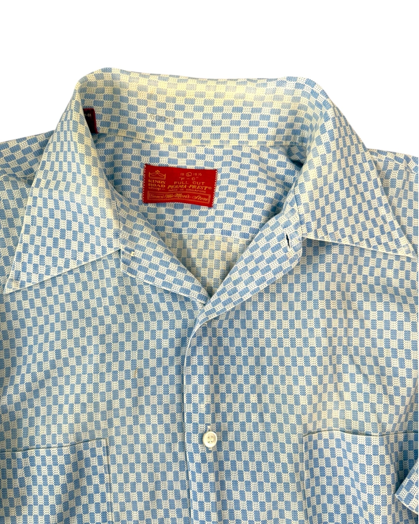 Vintage Red and Blue Short Sleeve Button-Up Tops