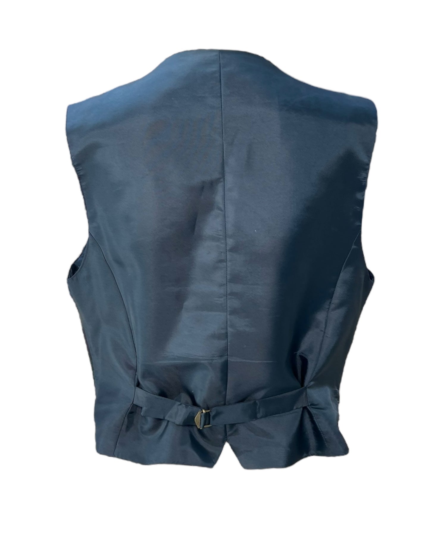 Vintage Navy Blue and Green Plaid Wool Vest