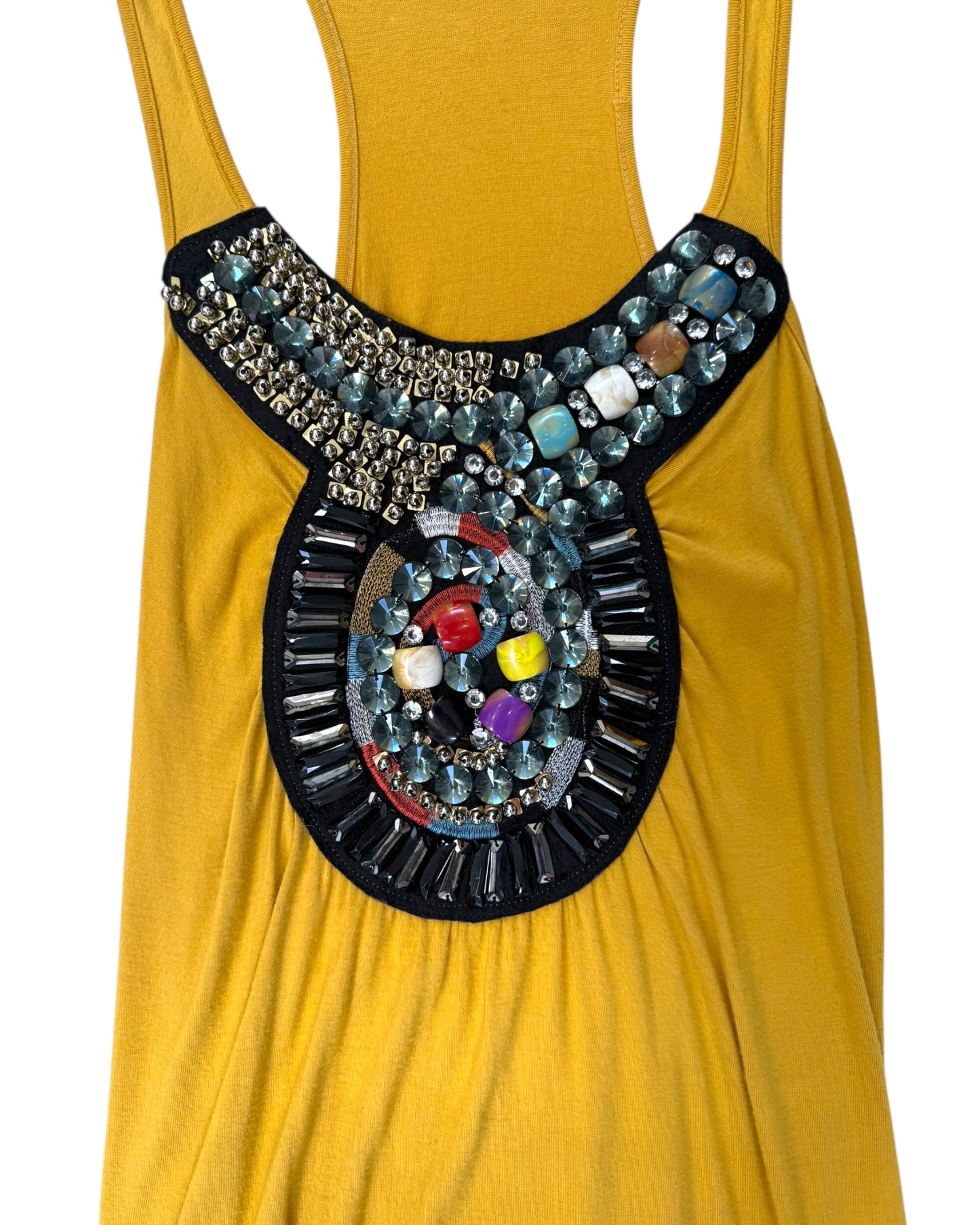 Vintage Yellow Beaded Tunic Top