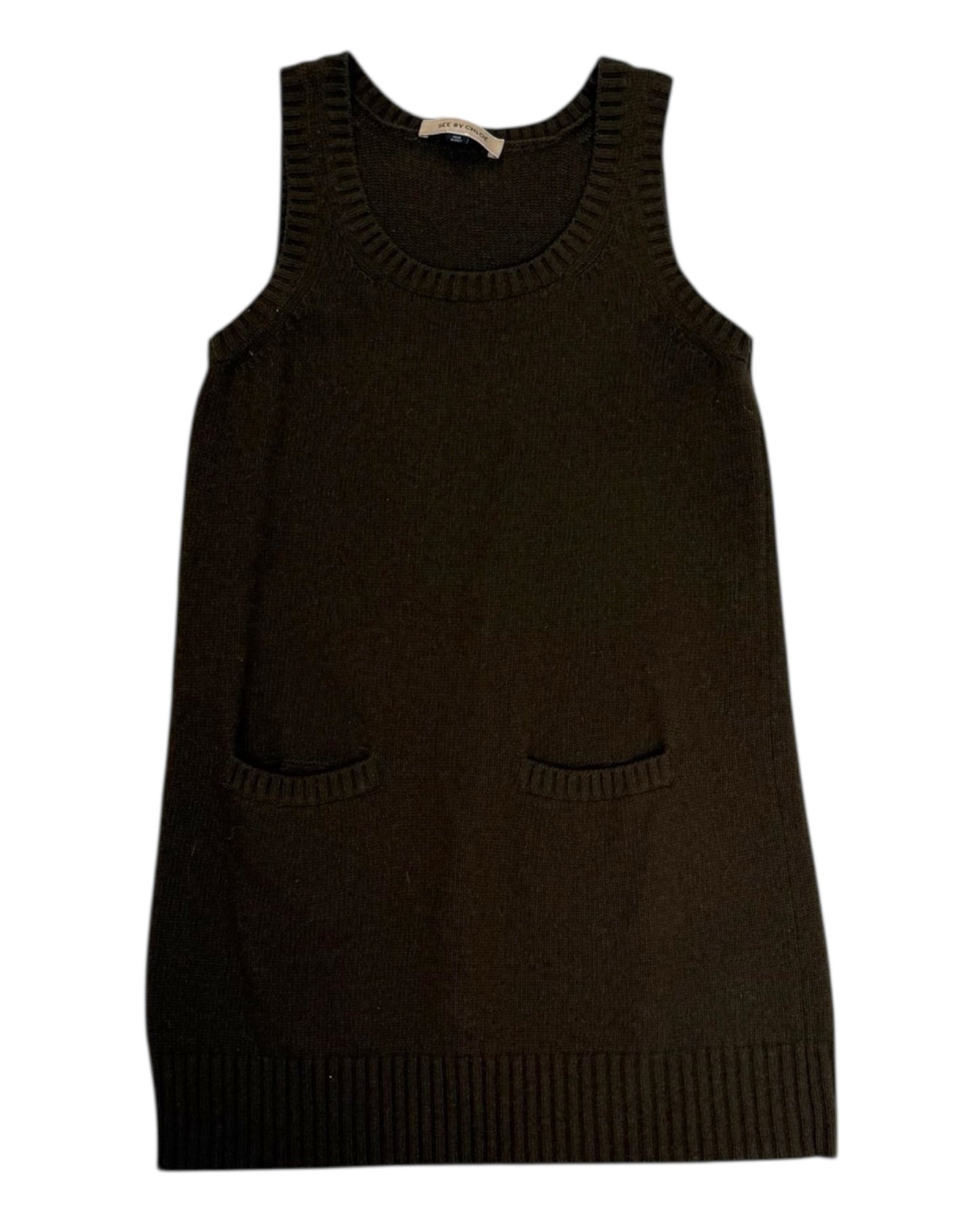 Pre-Loved Chloé Olive Green Knit Tank Top
