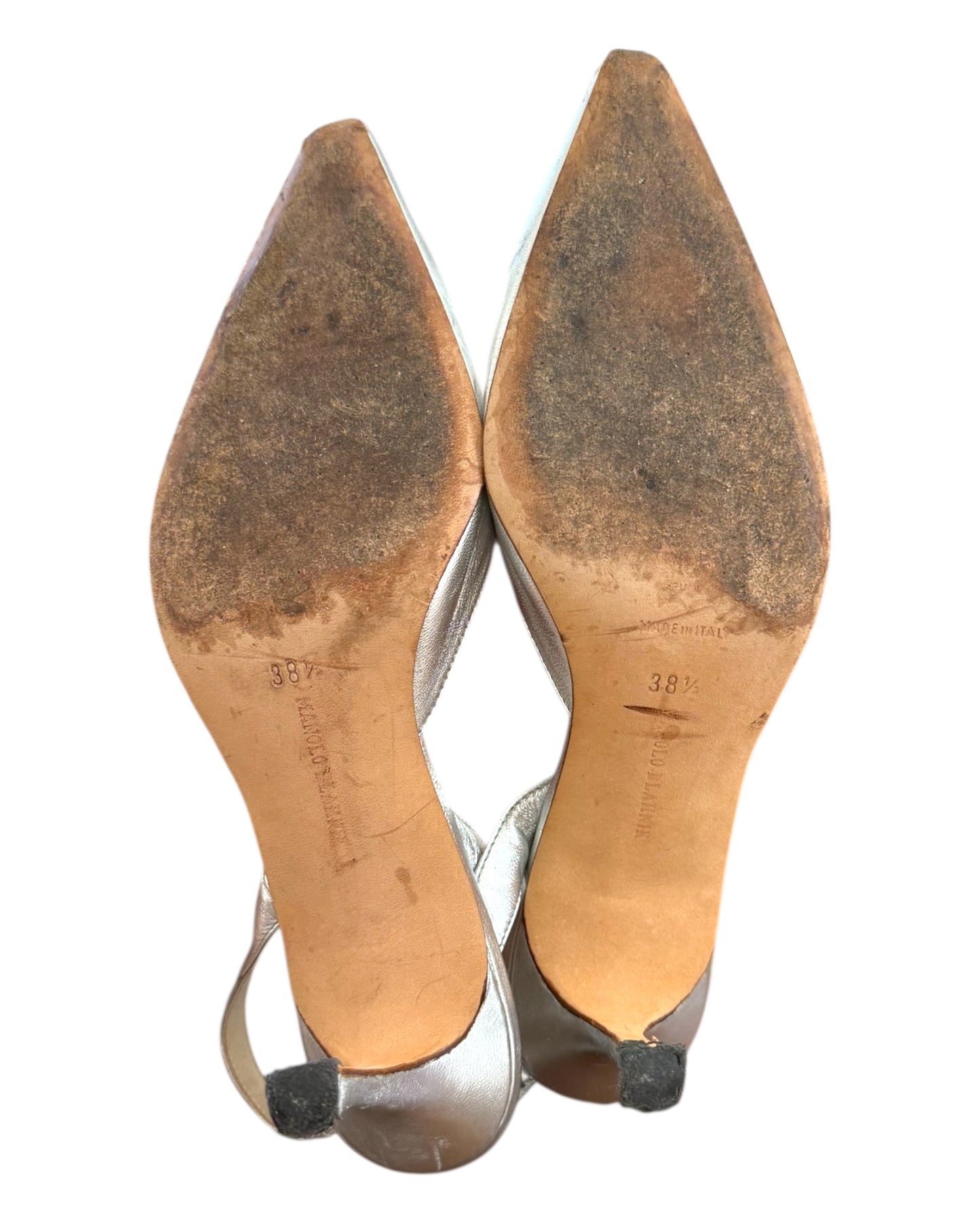 Vintage Manolo Blahnik Silver Slingback Heels