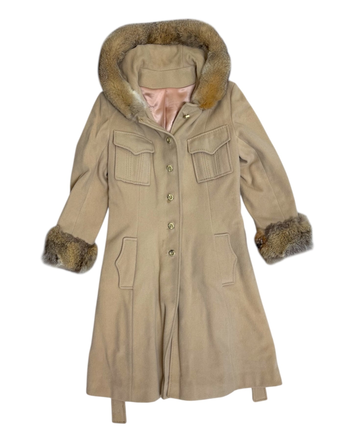 Vintage Domino NY Fur Trim Trench Coat
