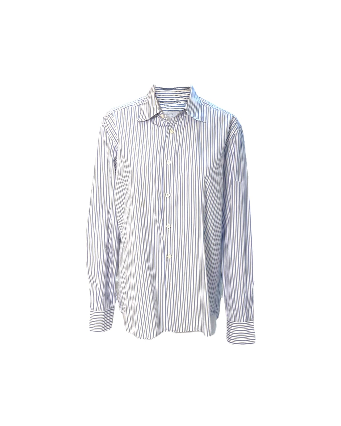 Vintage Prada Blue and White Stripe Button-Up Top