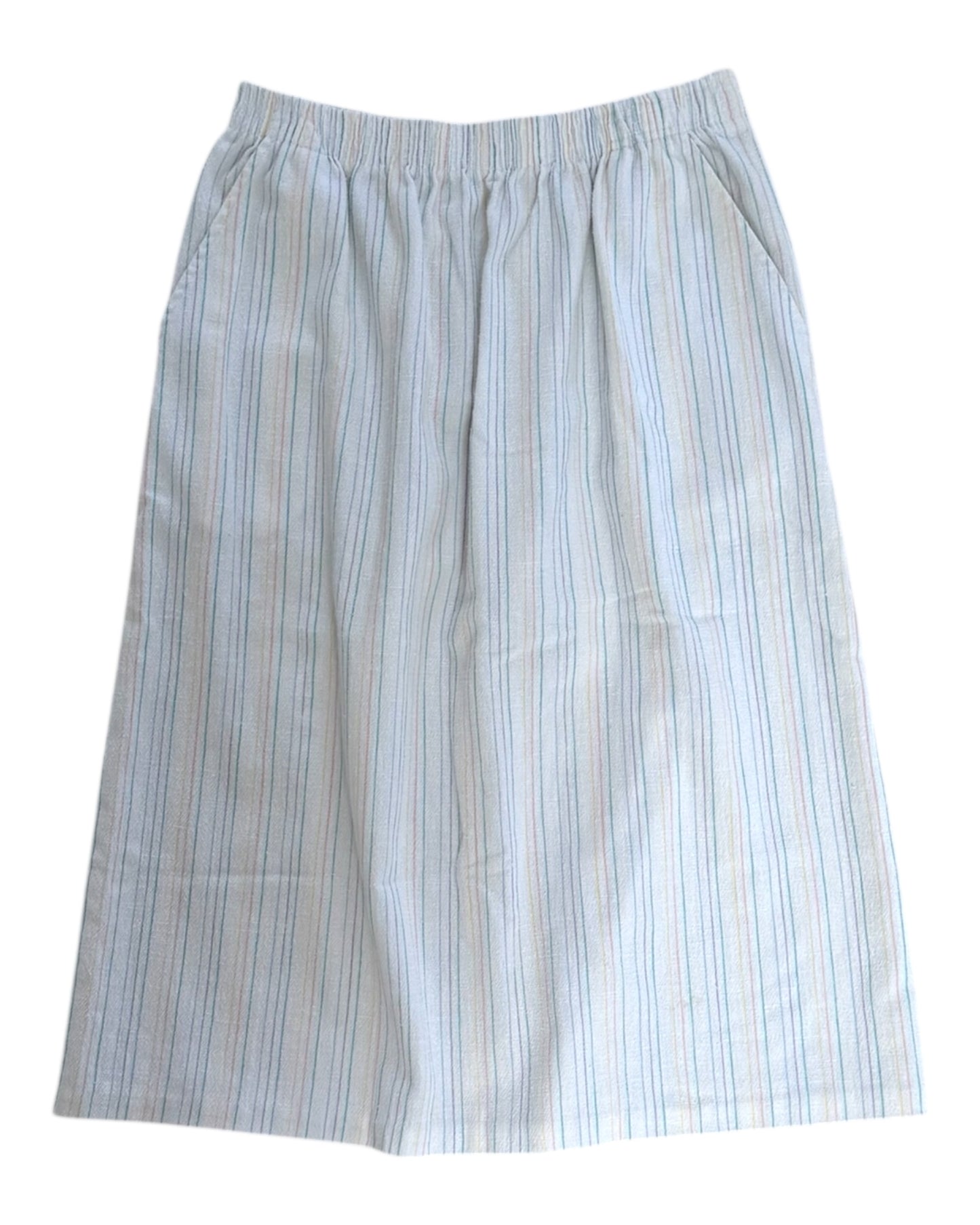 Vintage White Striped Midi Skirt