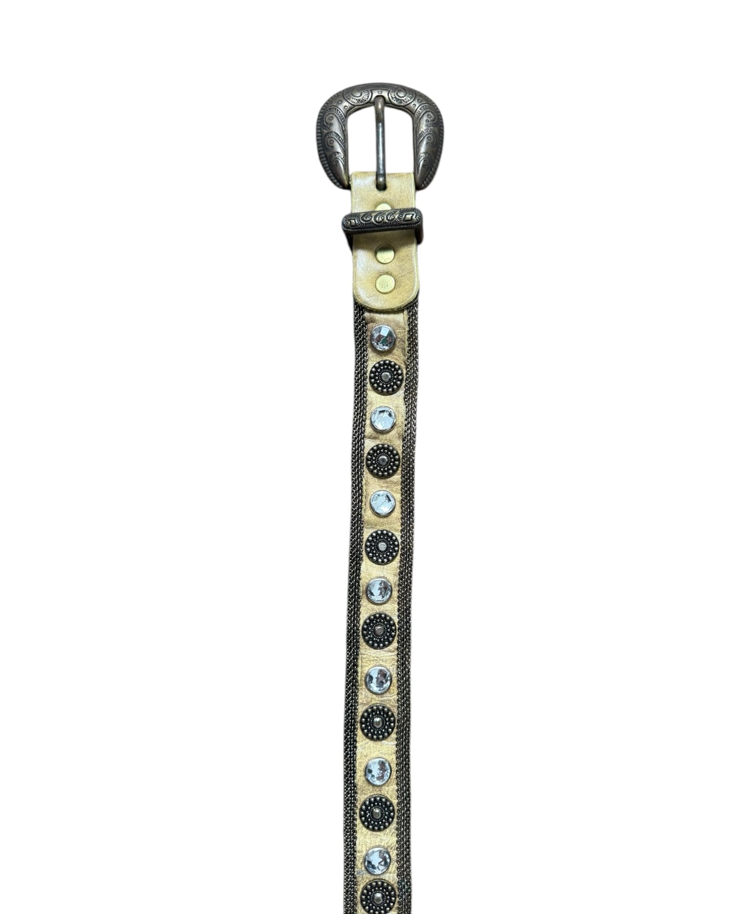 Vintage Chainmail and Leather Gold Belt