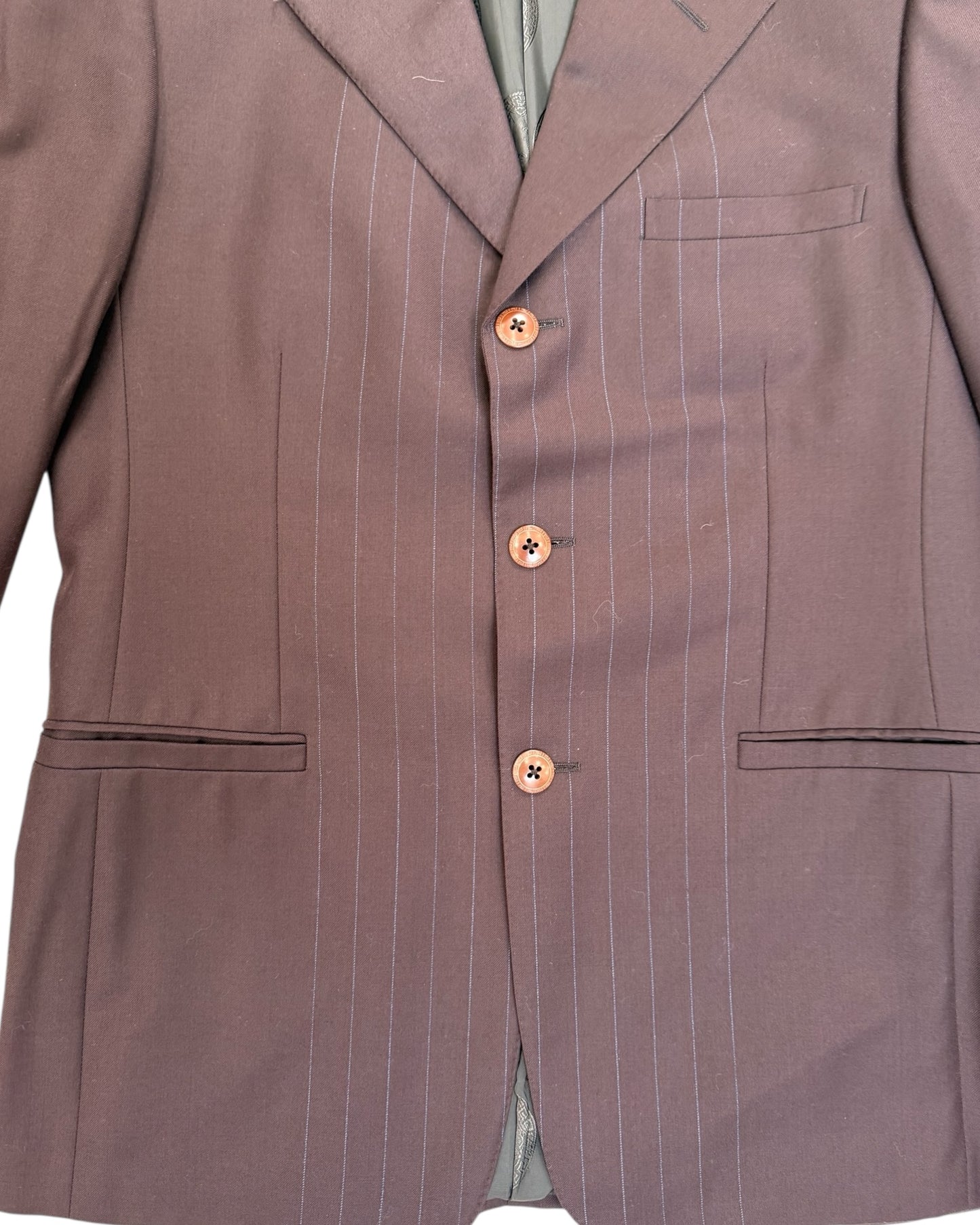 Vintage 1990 Gianni Versace Brown Stripe Blazer