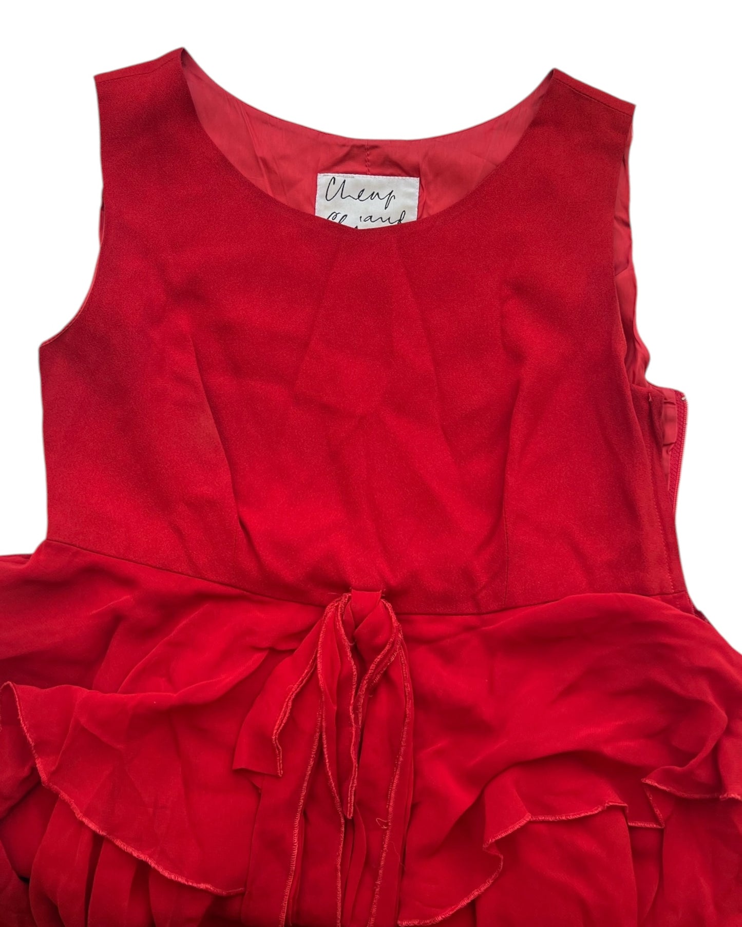 Vintage 1992 Moschino Red Ruffle Mini Dress
