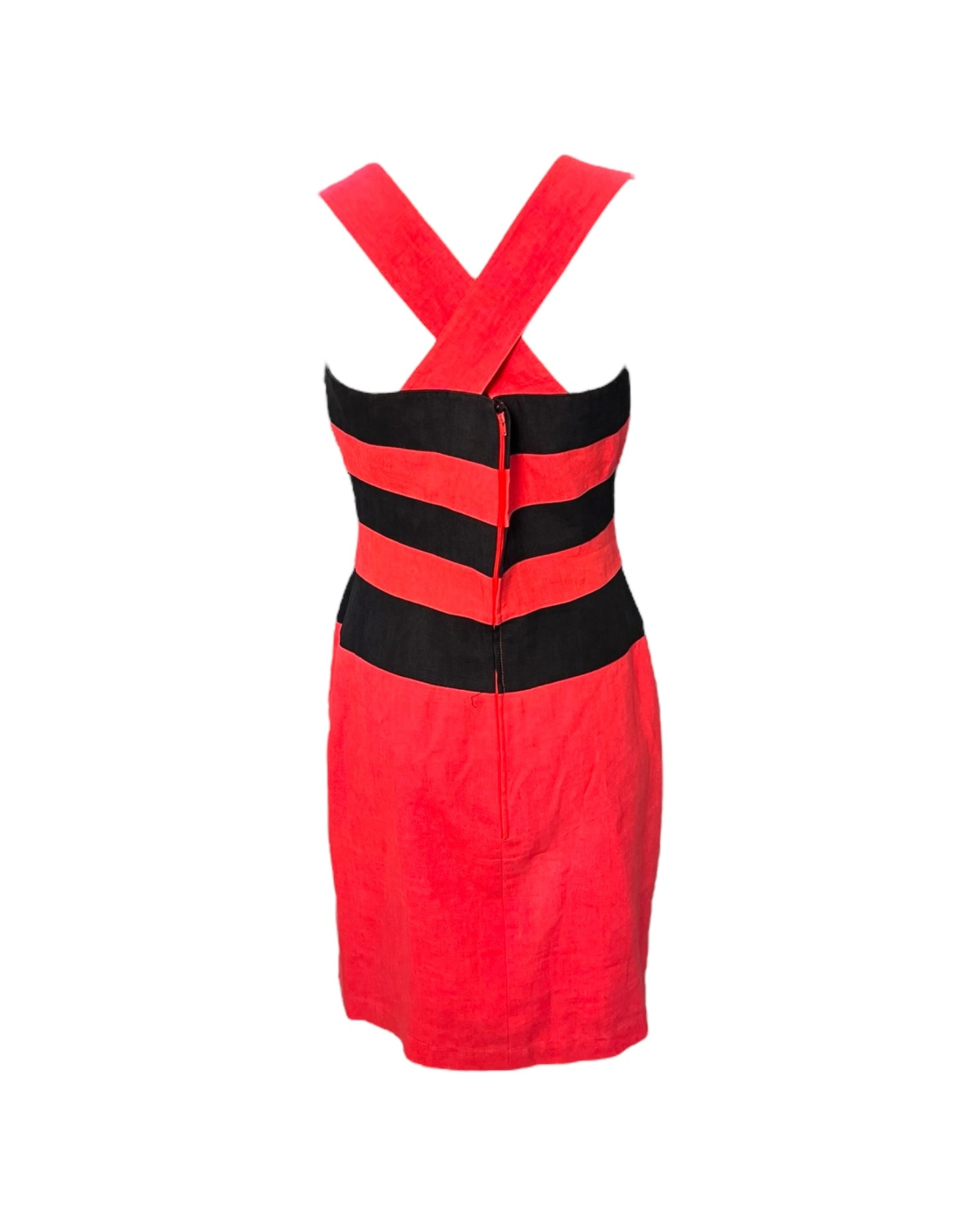 Vintage 1980 Ungaro Pink and Black Linen Dress Set
