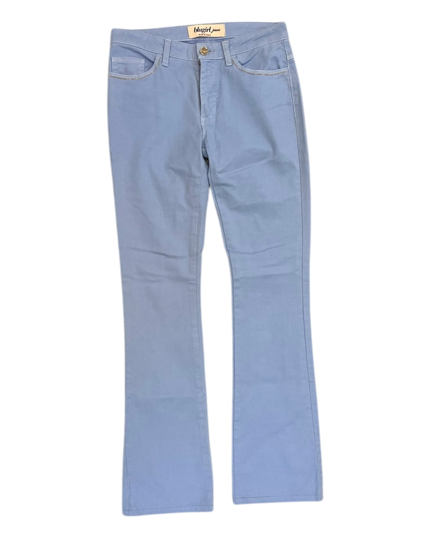 Vintage Blugirl by Blumarine Light Blue Sparkle Logo Bootcut Jeans