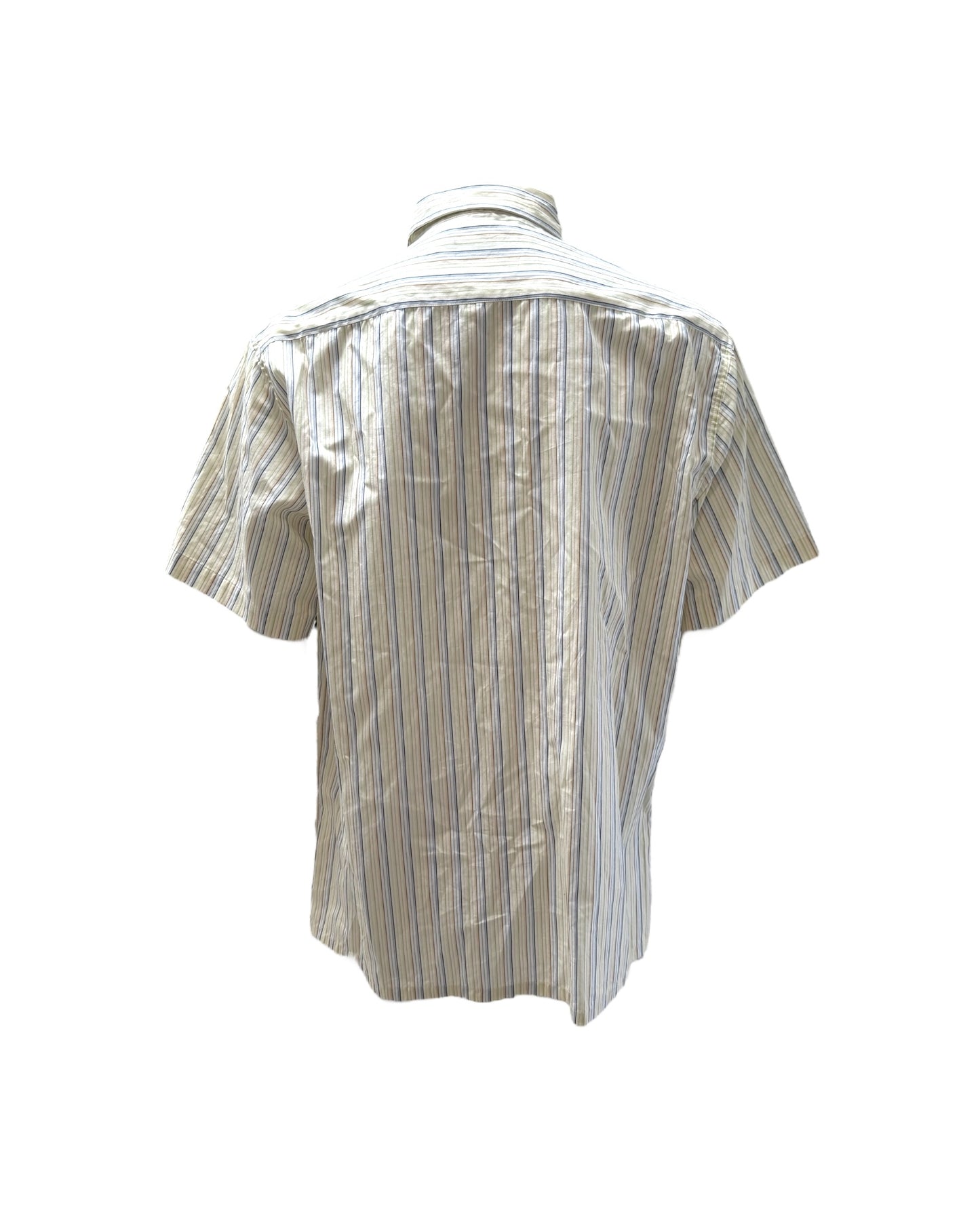 Vintage Short Sleeve Embroidered Stripe Button-Up Top