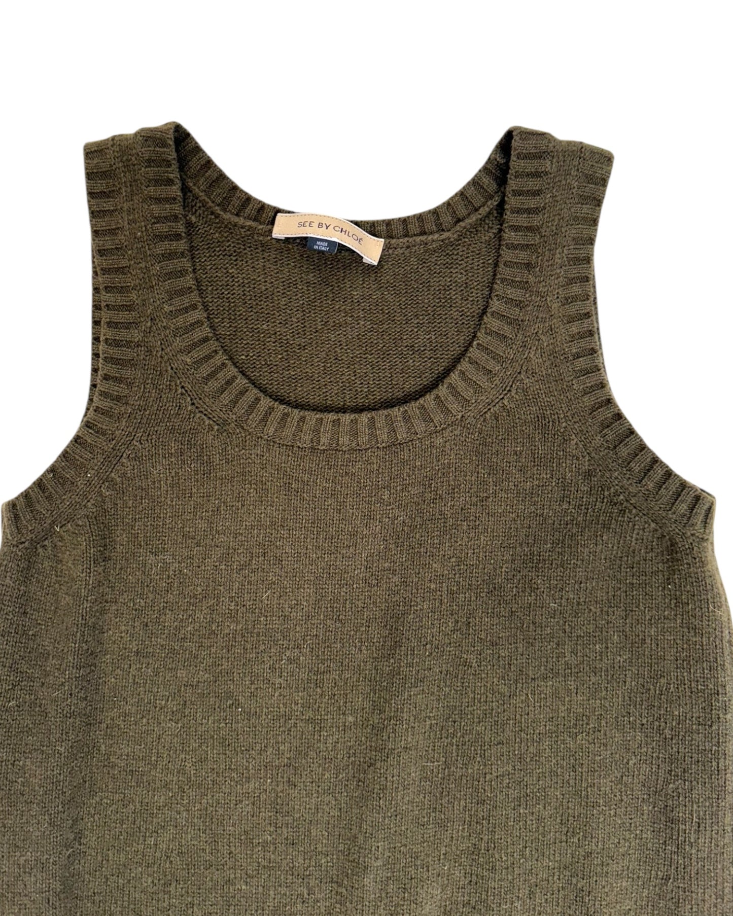 Pre-Loved Chloé Olive Green Knit Tank Top