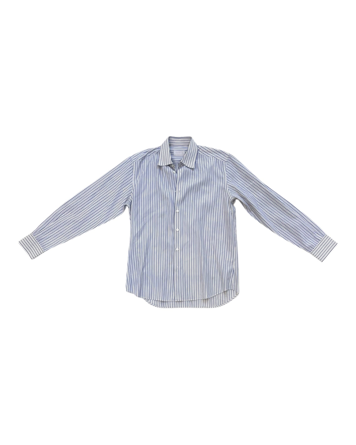 Vintage Prada Blue and White Stripe Button-Up Top