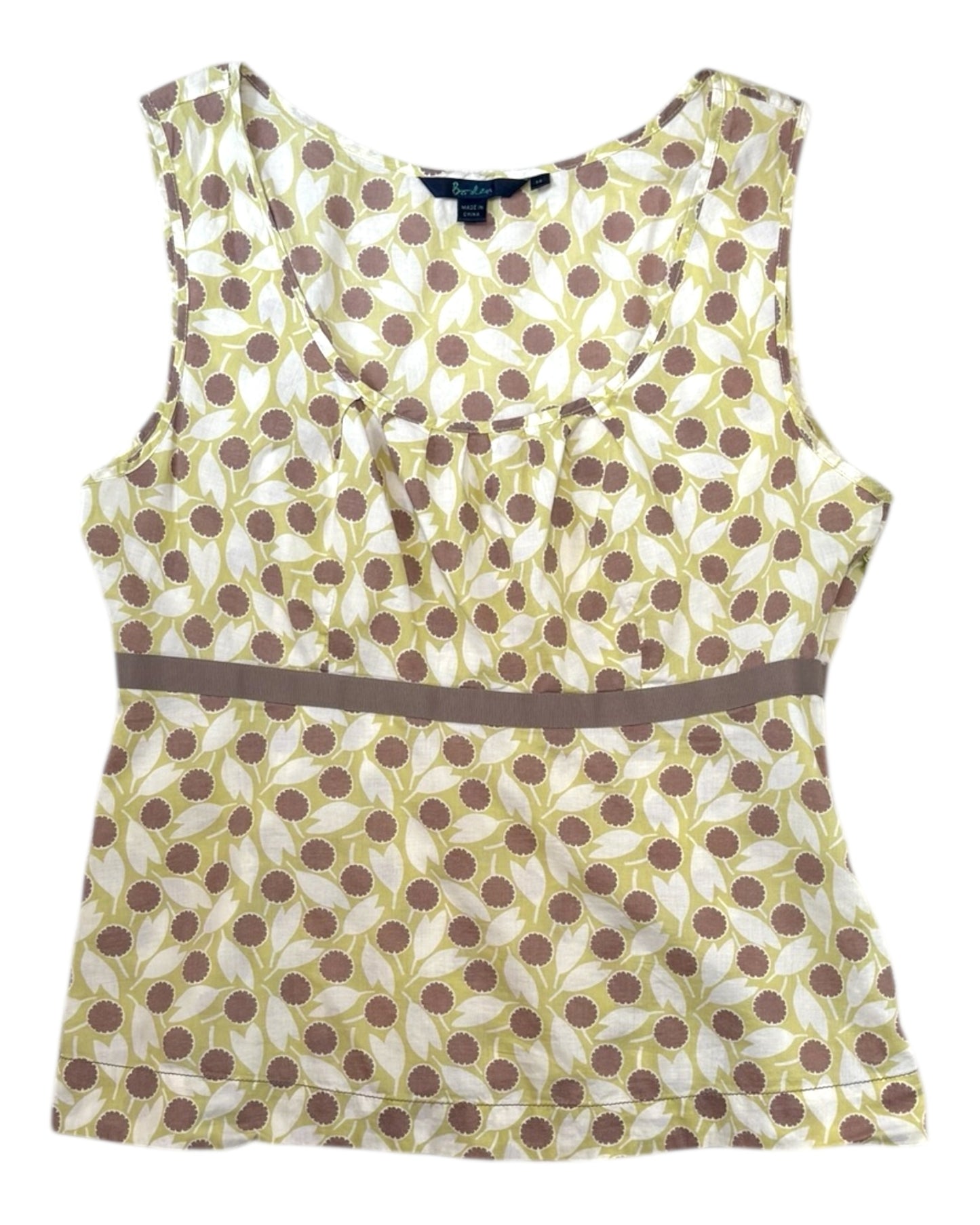 Vintage Green and Brown Floral Tank Blouse