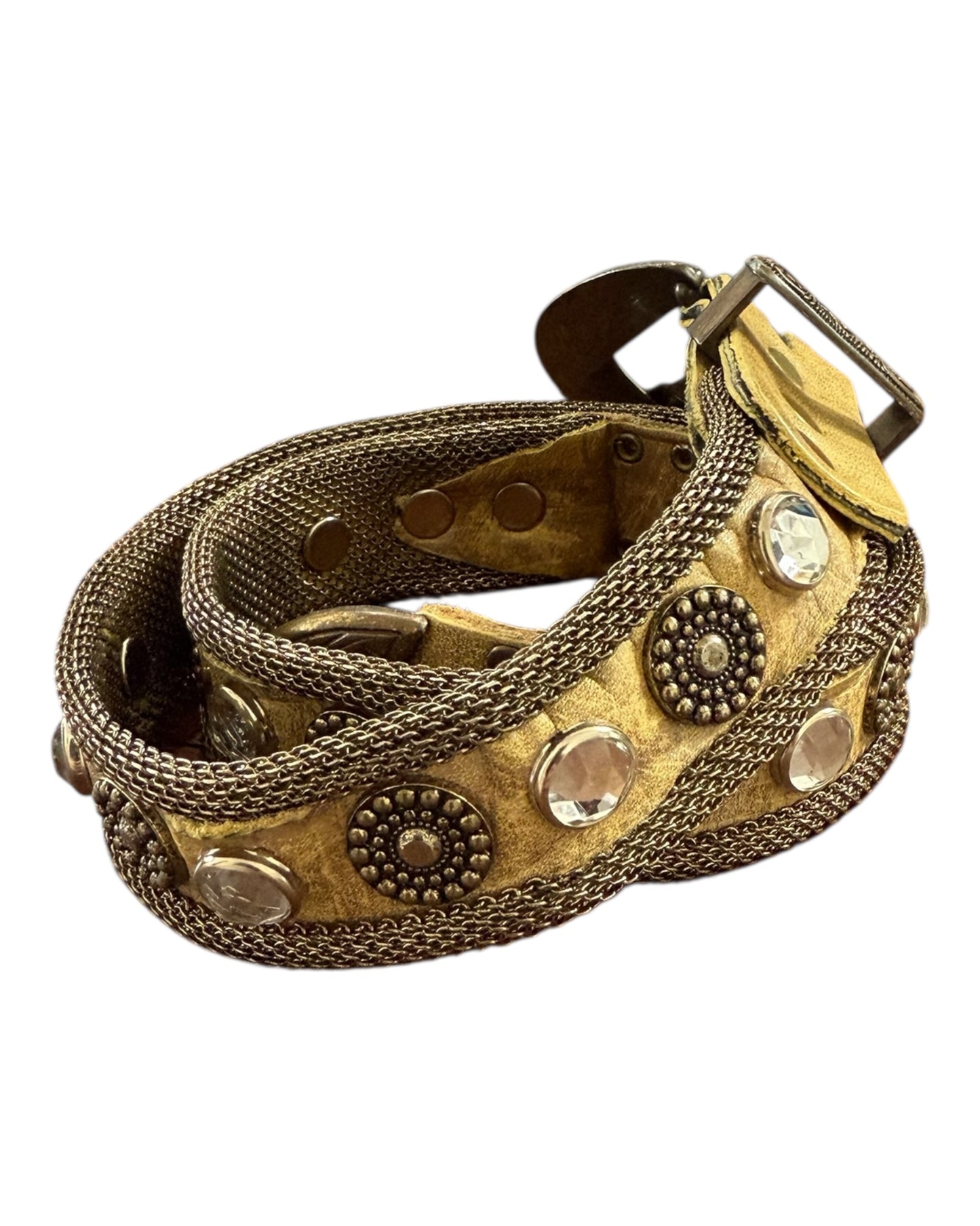 Vintage Chainmail and Leather Gold Belt