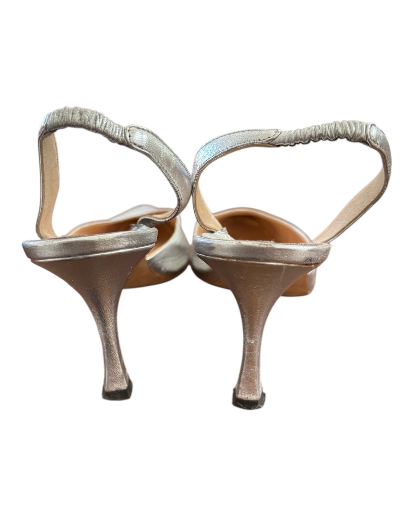 Vintage Manolo Blahnik Silver Slingback Heels