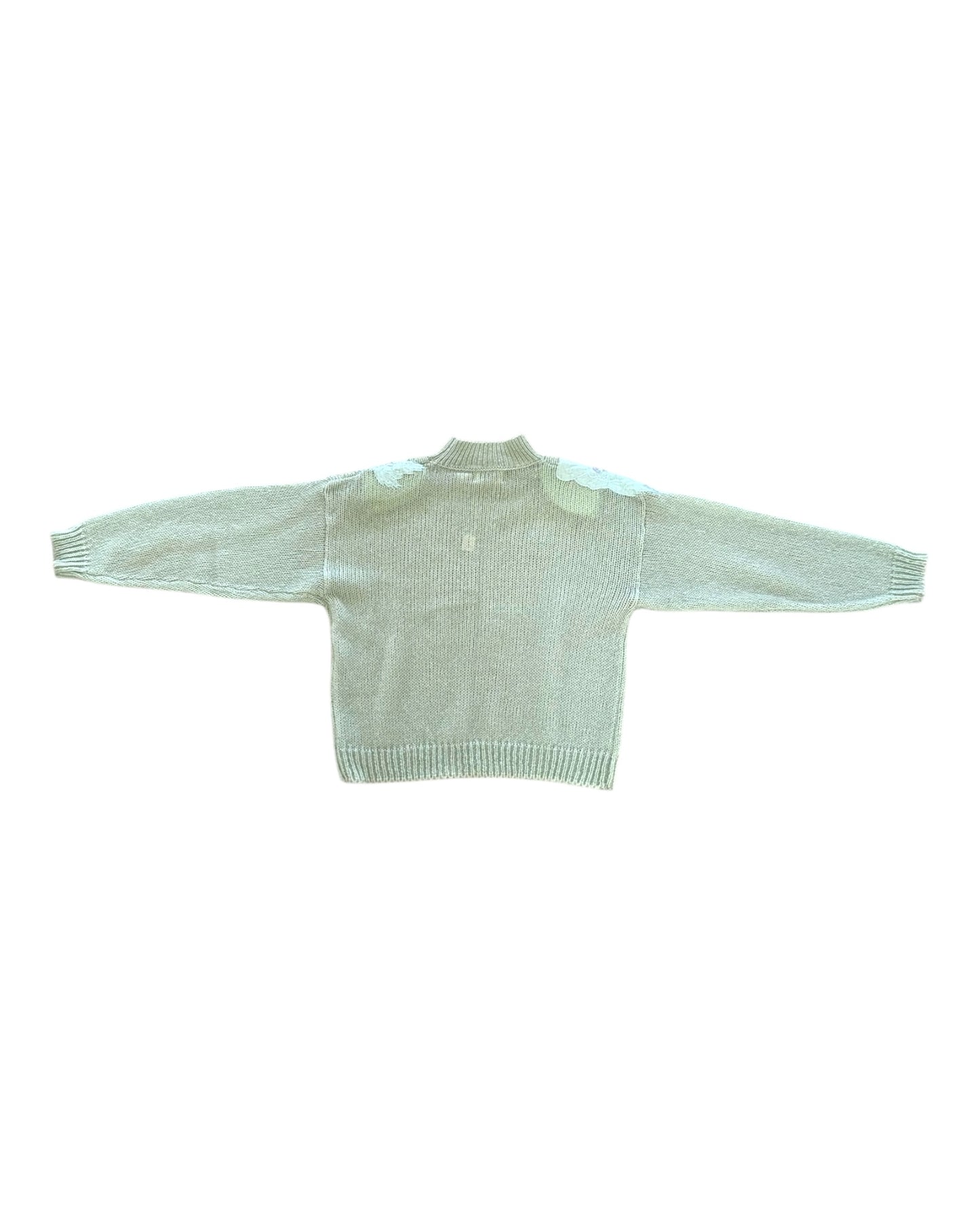 Vintage Mint Green Embellished Mock Neck Sweater