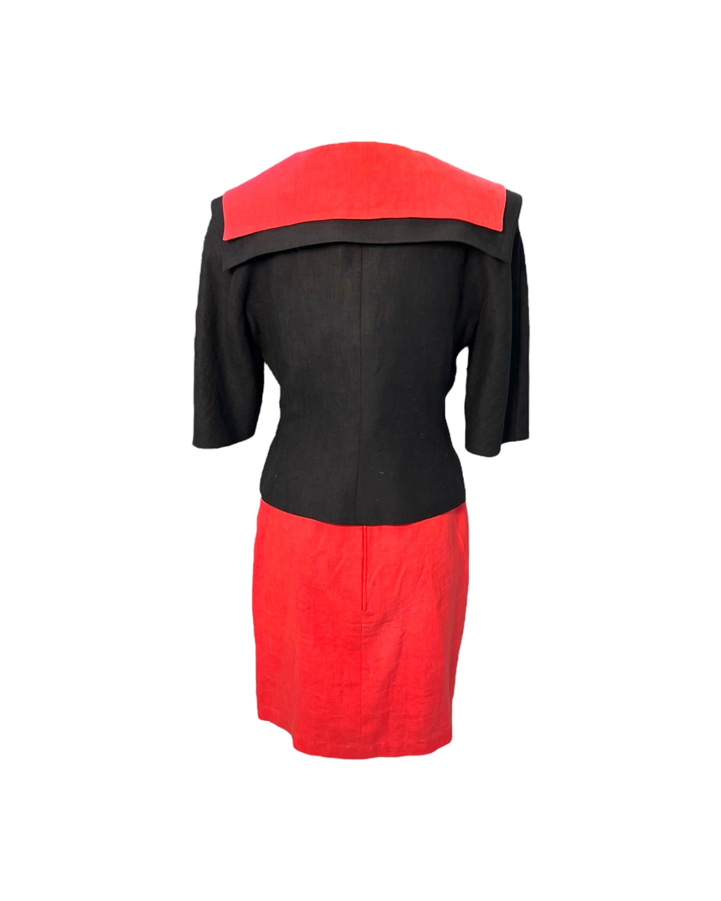 Vintage 1980 Ungaro Pink and Black Linen Dress Set