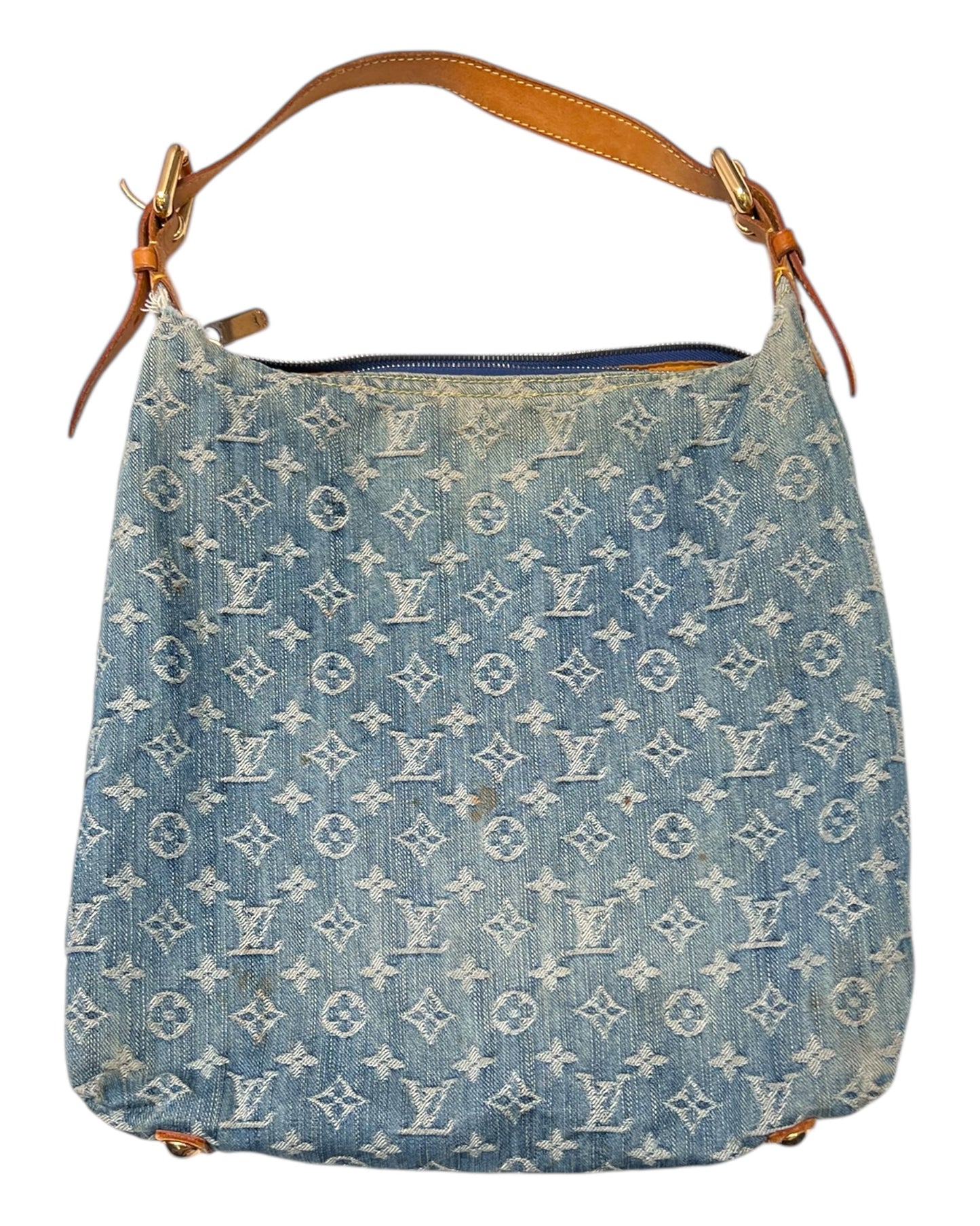 Vintage 2006 Louis Vuitton Blue Denim Monogram Slouchy PM Bag by Marc Jacobs